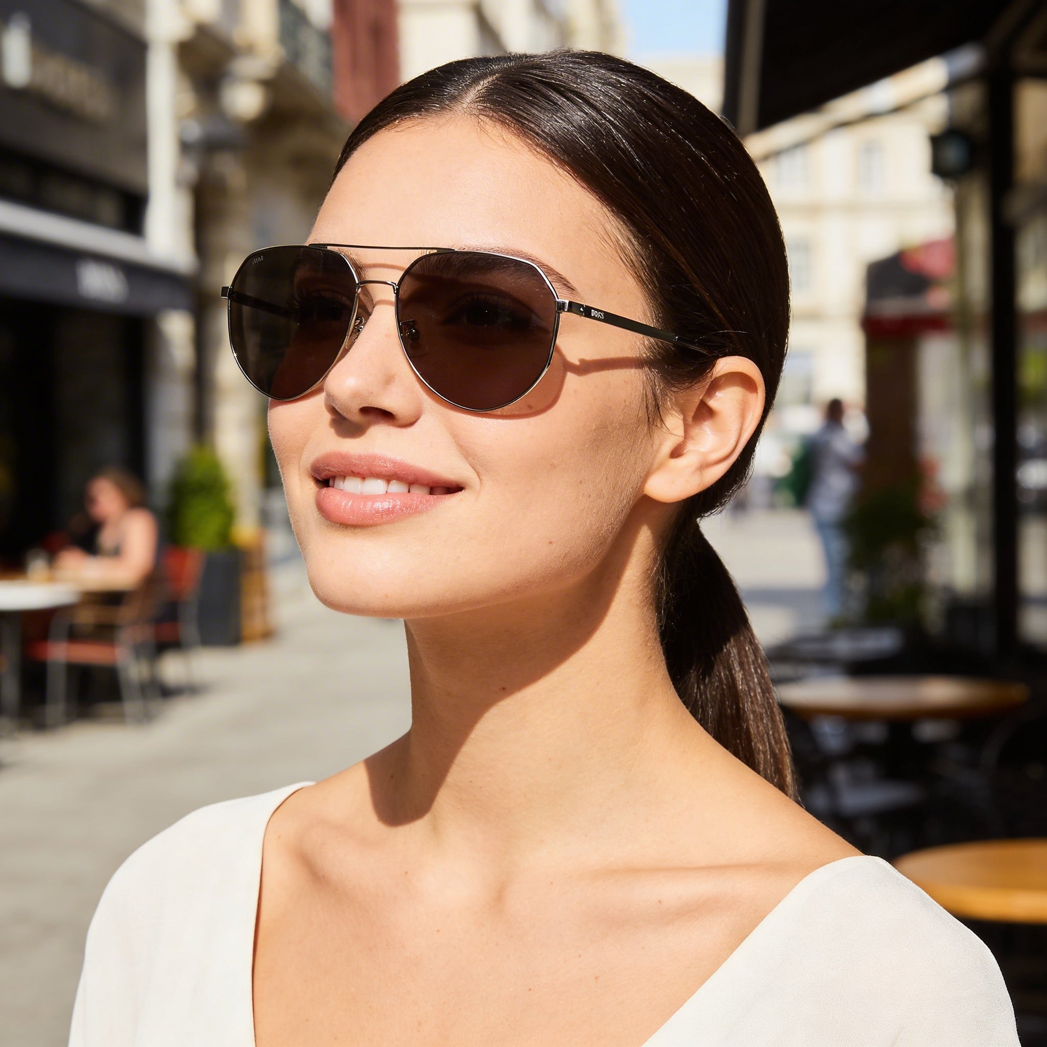 Hugo Boss Tech & Innovation Unisex Pilot Stainless Steel Ruthenium UV Protected Sunglasses 61mm, Photo 6