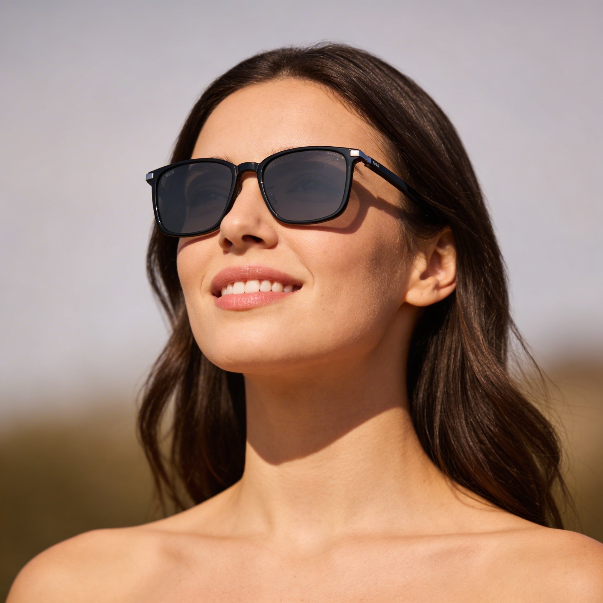 Hugo Boss RECTANGULAR / SQUARE Unisex Black Plastic Frame Grey UV Protected Lenses Sunglasses 57mm, Photo 6