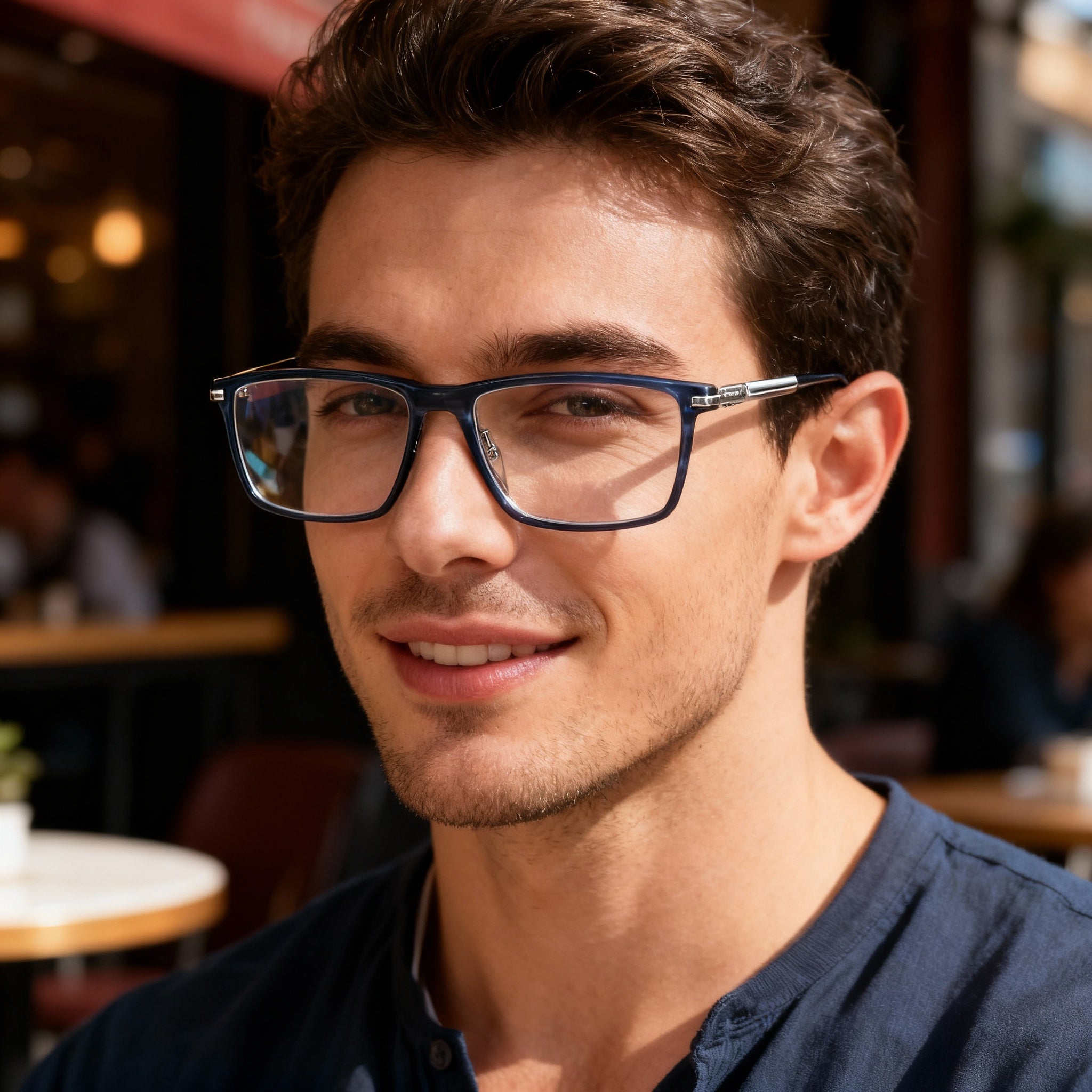 Harley-Davidson Men's Blue Horn Frame Tinted Plastic Lenses Sunglasses, Standard Size, Photo 3