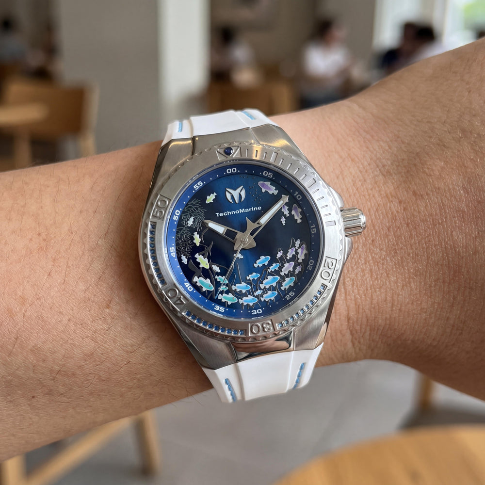 Reloj de mujer Technomarine Cruise TM-125007 de cuarzo con caja de acero inoxidable de 40 mm, esfera azul y correa de silicona