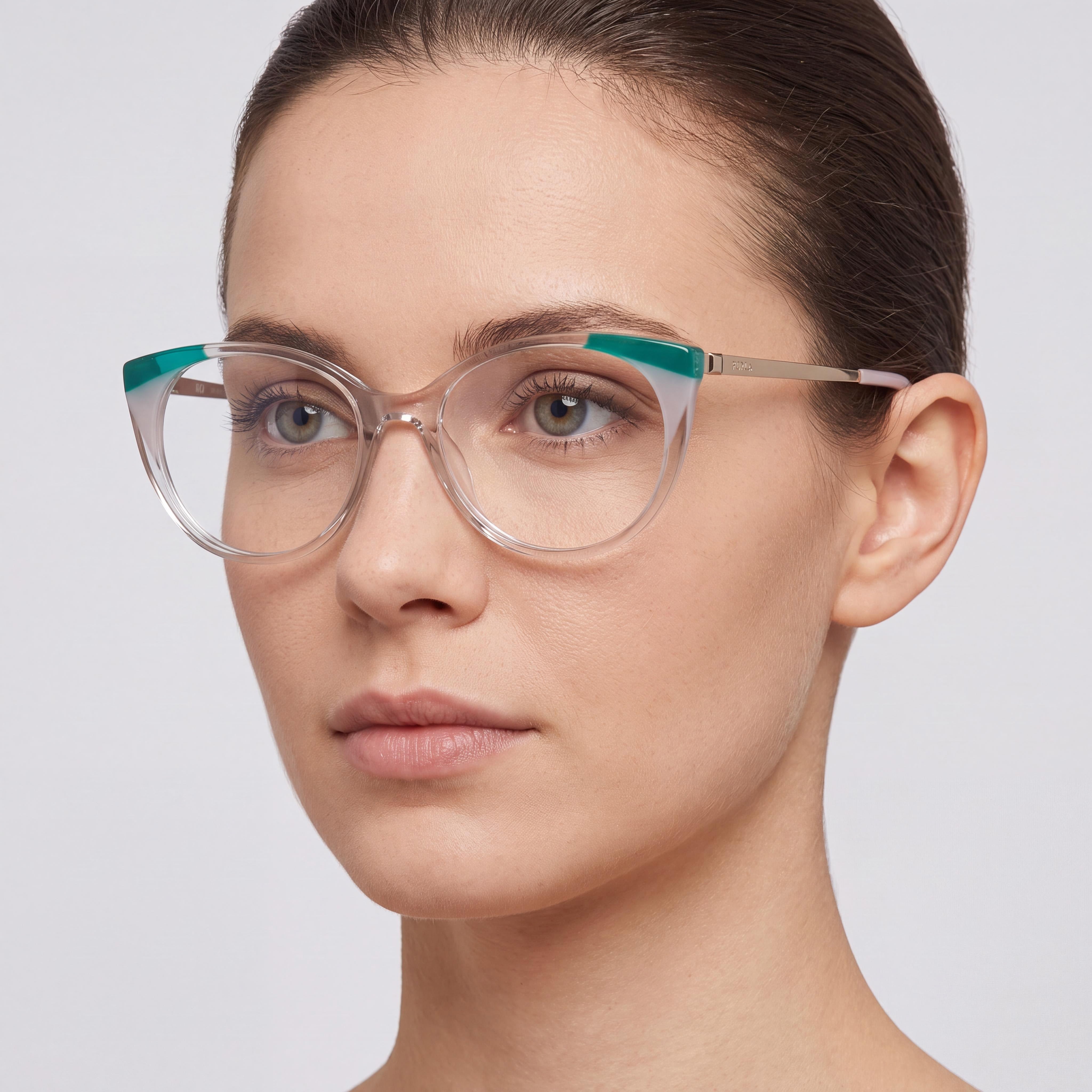 Furla Antique Pink Rectangle Eyeglasses for Women, Acetate 53mm, Photo 3