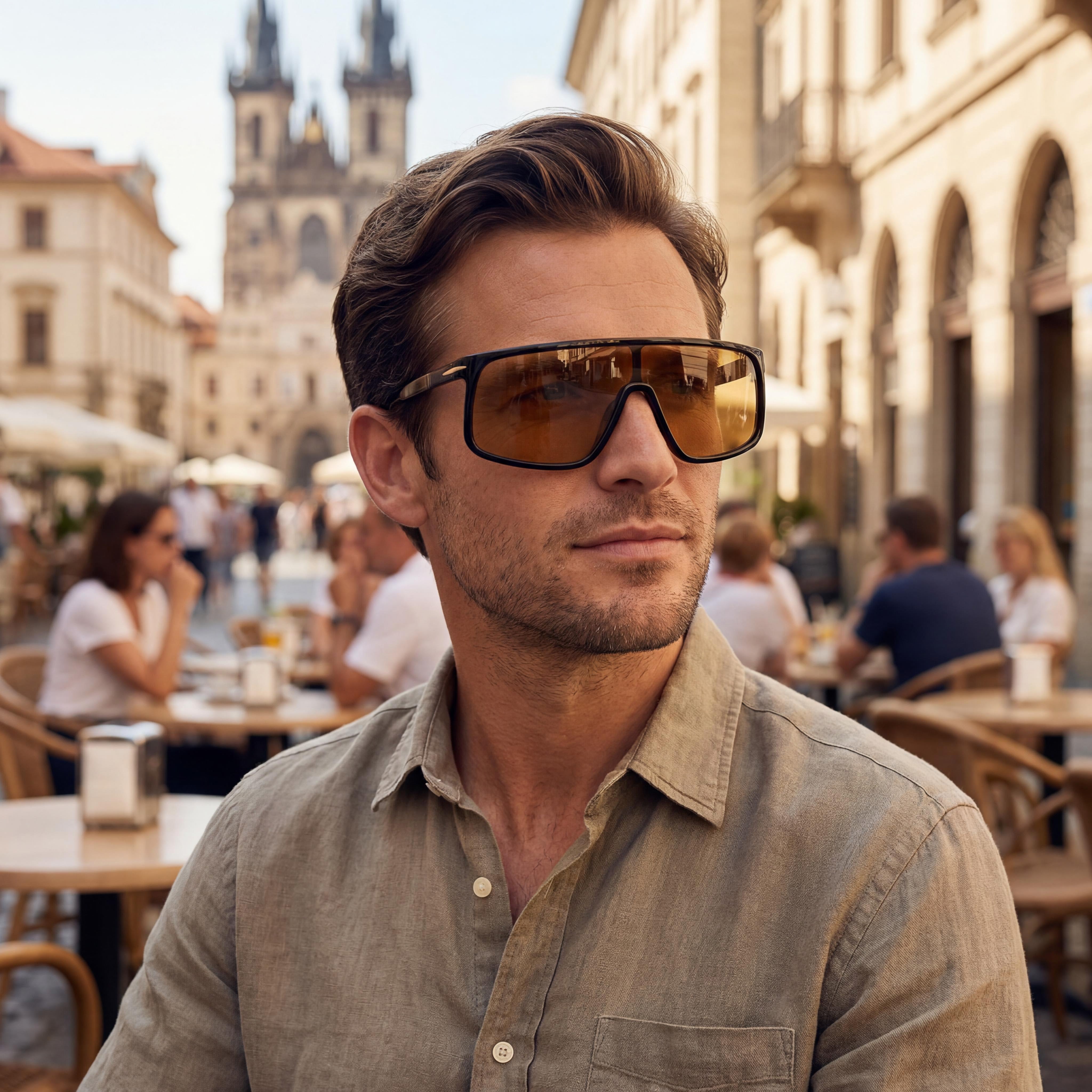 Gafas de sol Beckham Db 99/Visor de acetato negro y naranja havana para hombre 99 mm, Photo 5