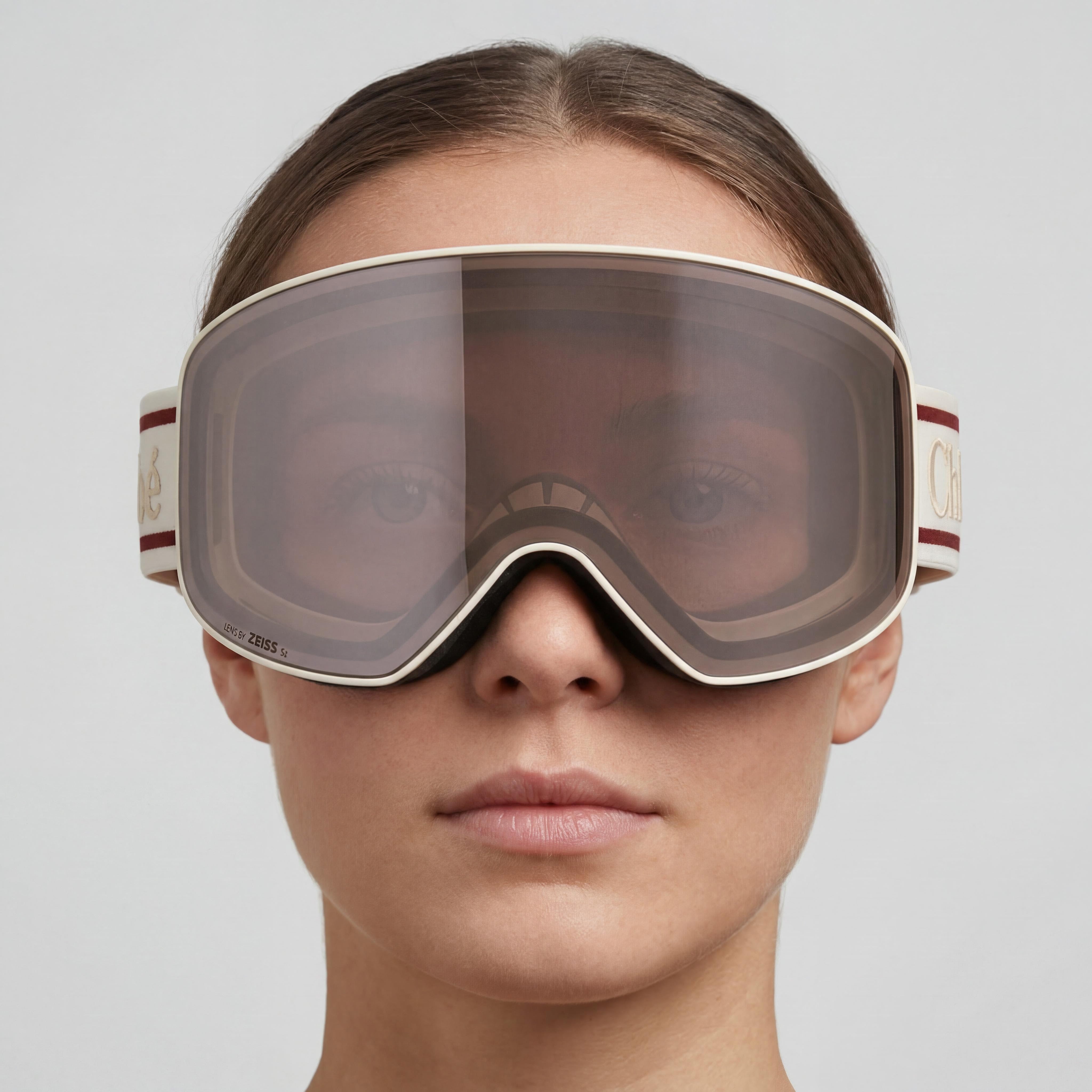 Chloé 0072 Fashion Ski Mask Classic Elegant Women's White Violet Polycarbonate UV Protection 99mm, Photo 3