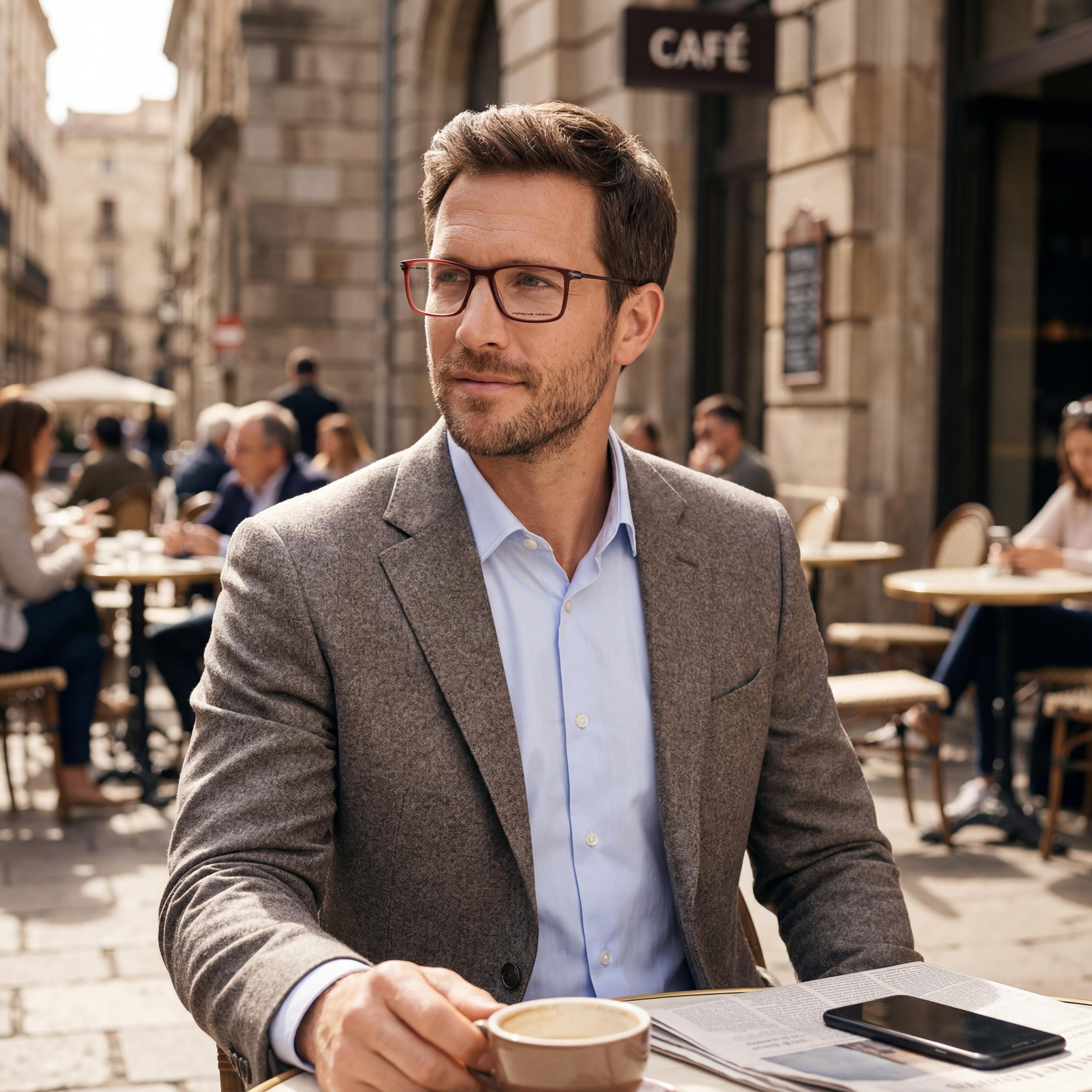 Porsche Casual Unisex Red Plastic Non Polarized Transparent Polycarbonate Lens Eyeglasses 54-18-145mm, Photo 4