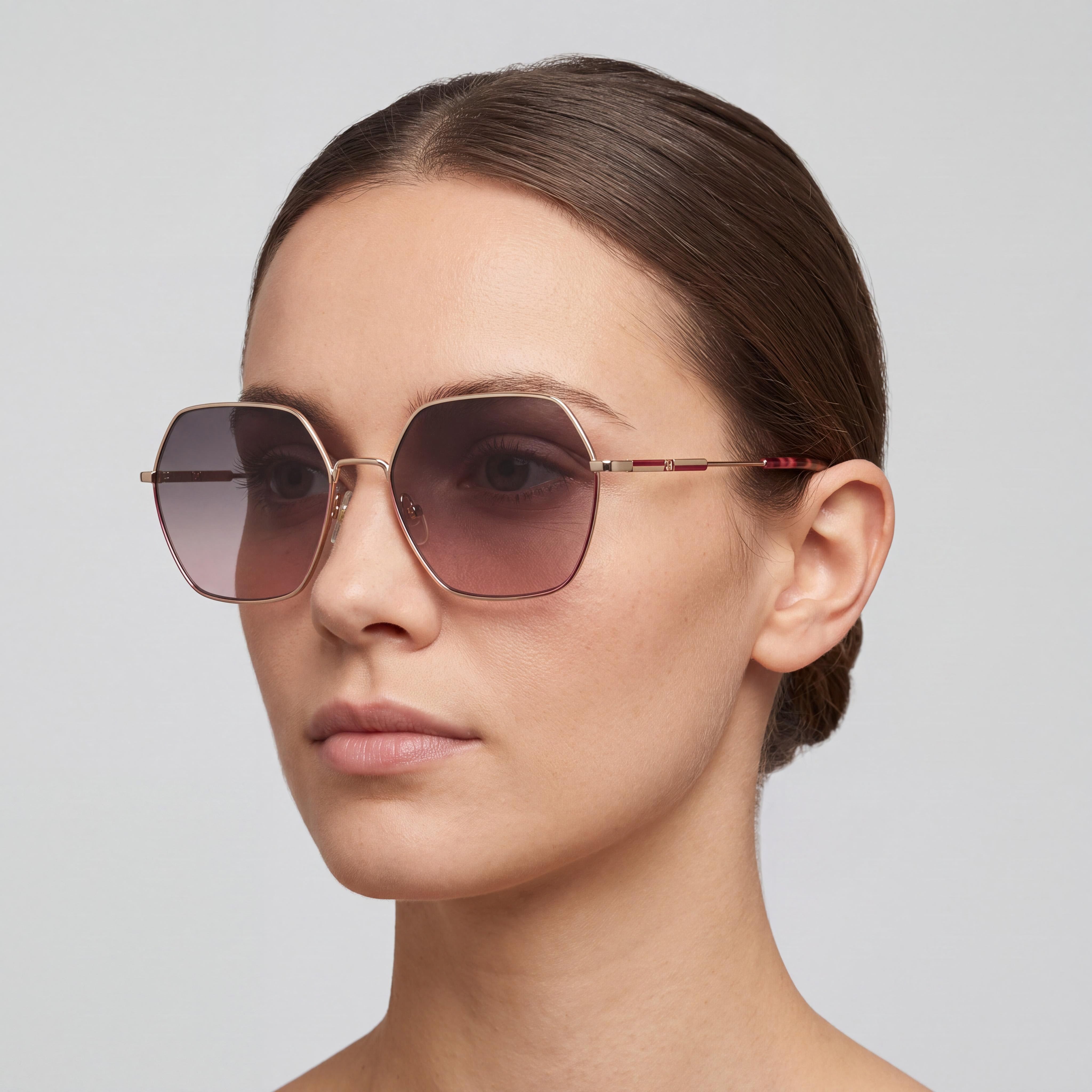 Carolina Herrera Essential Women's Gold Burgundy Metal Frame UV Protected Sunglasses 55mm, Photo 4