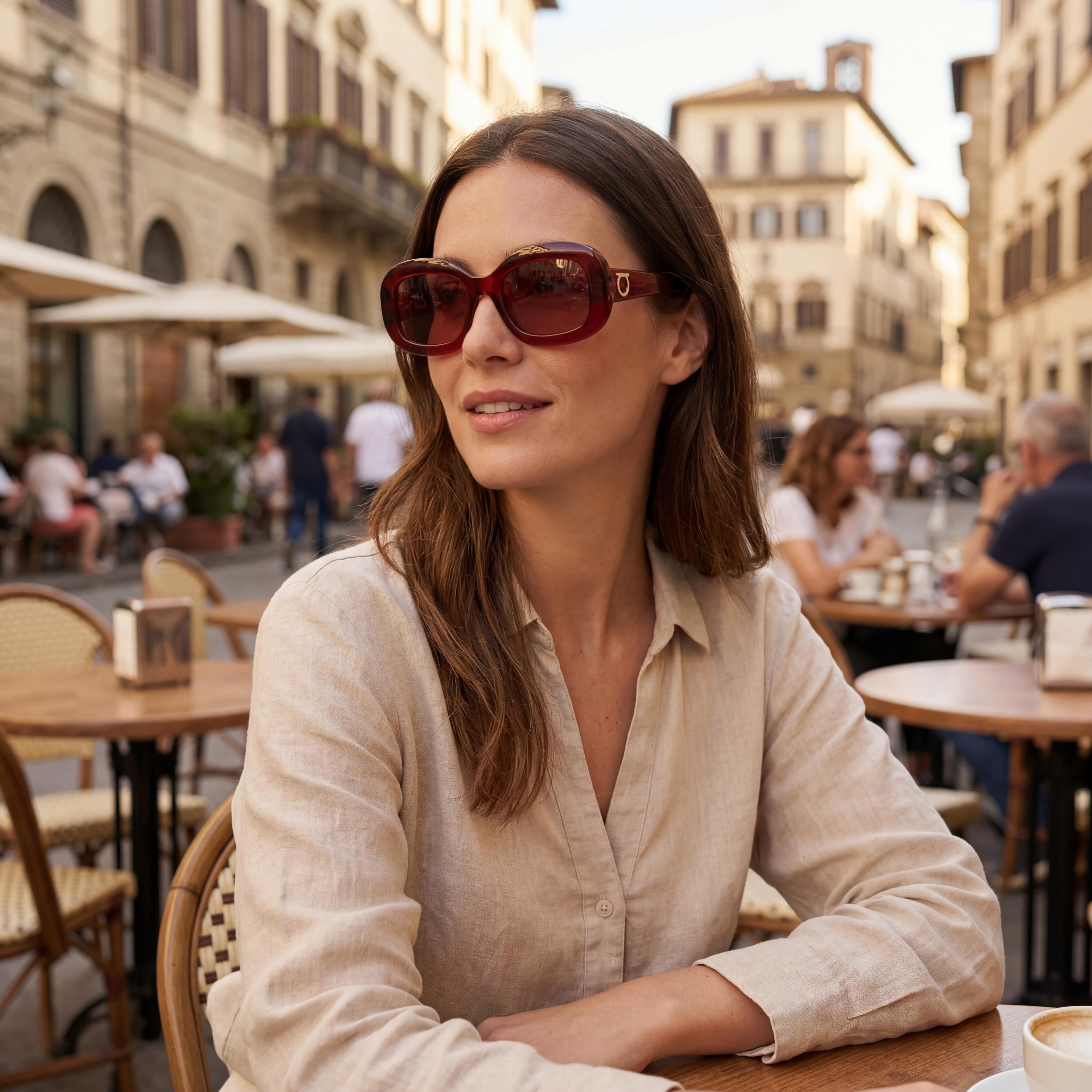 Ferragamo Sf2038se Unisex Eyeglasses, Transparent Rust Acetate Frame, Polycarbonate Lenses, 51mm, Photo 5