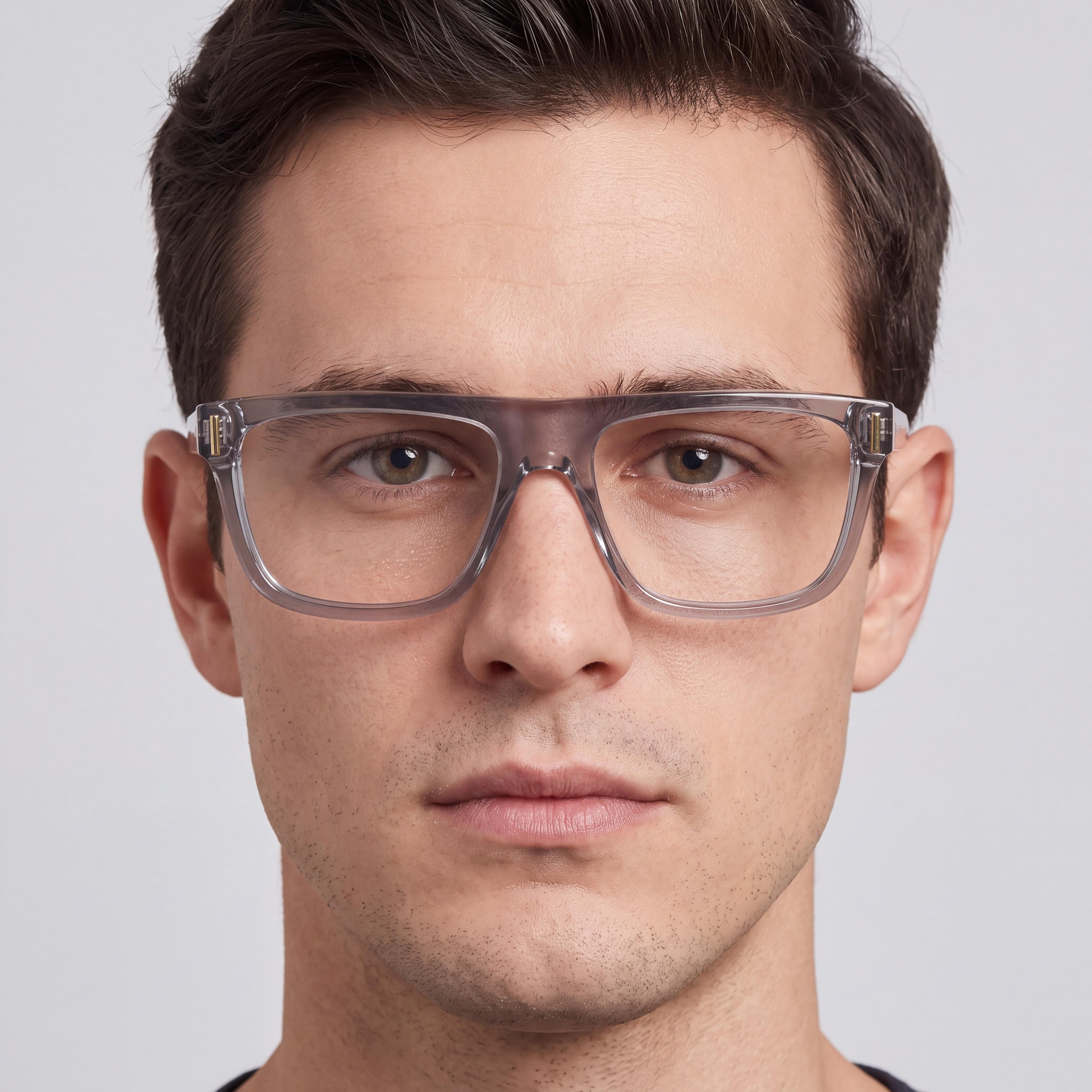 Gafas Salvatore Ferragamo Sf2997 para hombre, montura de acetato gris claro cristal, ancho de lente 55 mm, Photo 4