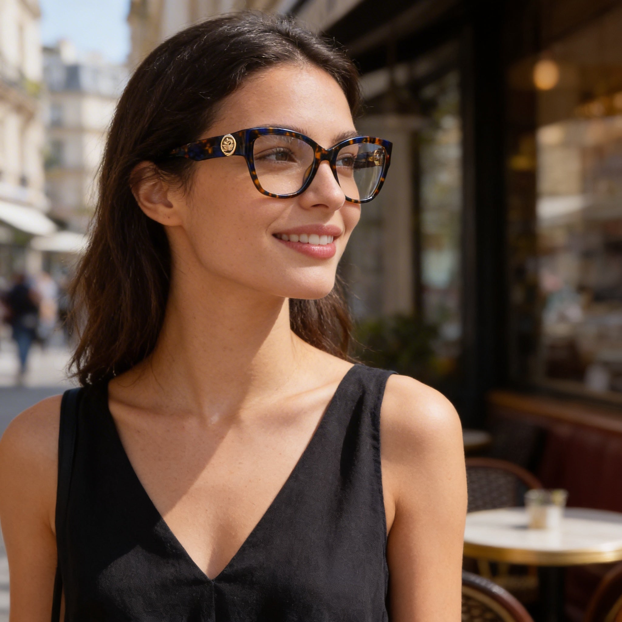 Longchamp Modern Women's Eyeglasses: Blue Tortoise Acetate Frame with Non- Lenses, 53mm Lens Width, Photo 4