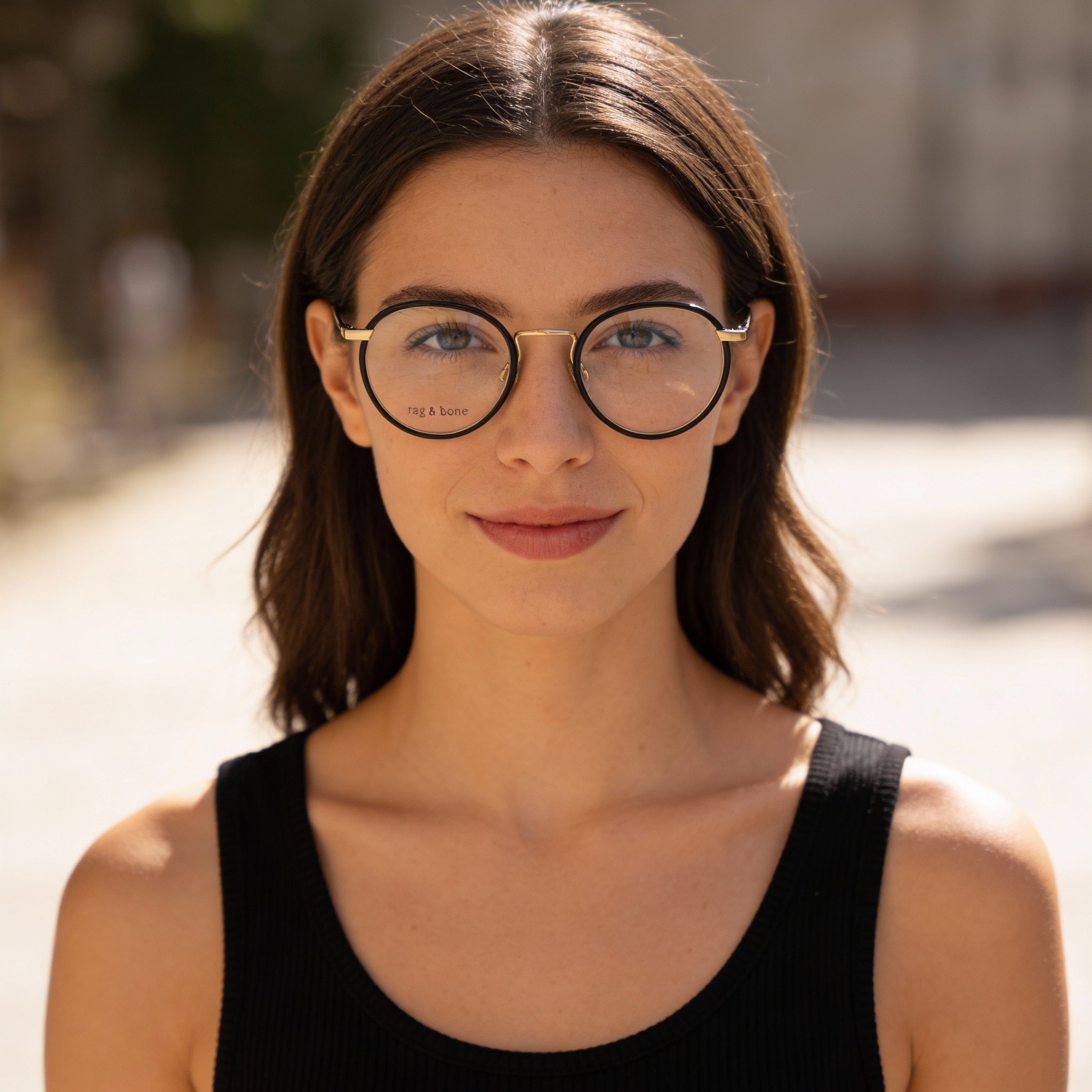 Gafas unisex Rag & Bone Rnb7025 de acero aleado dorado y negro con lentes transparentes de demostración, graduadas, 46 mm, Photo 4