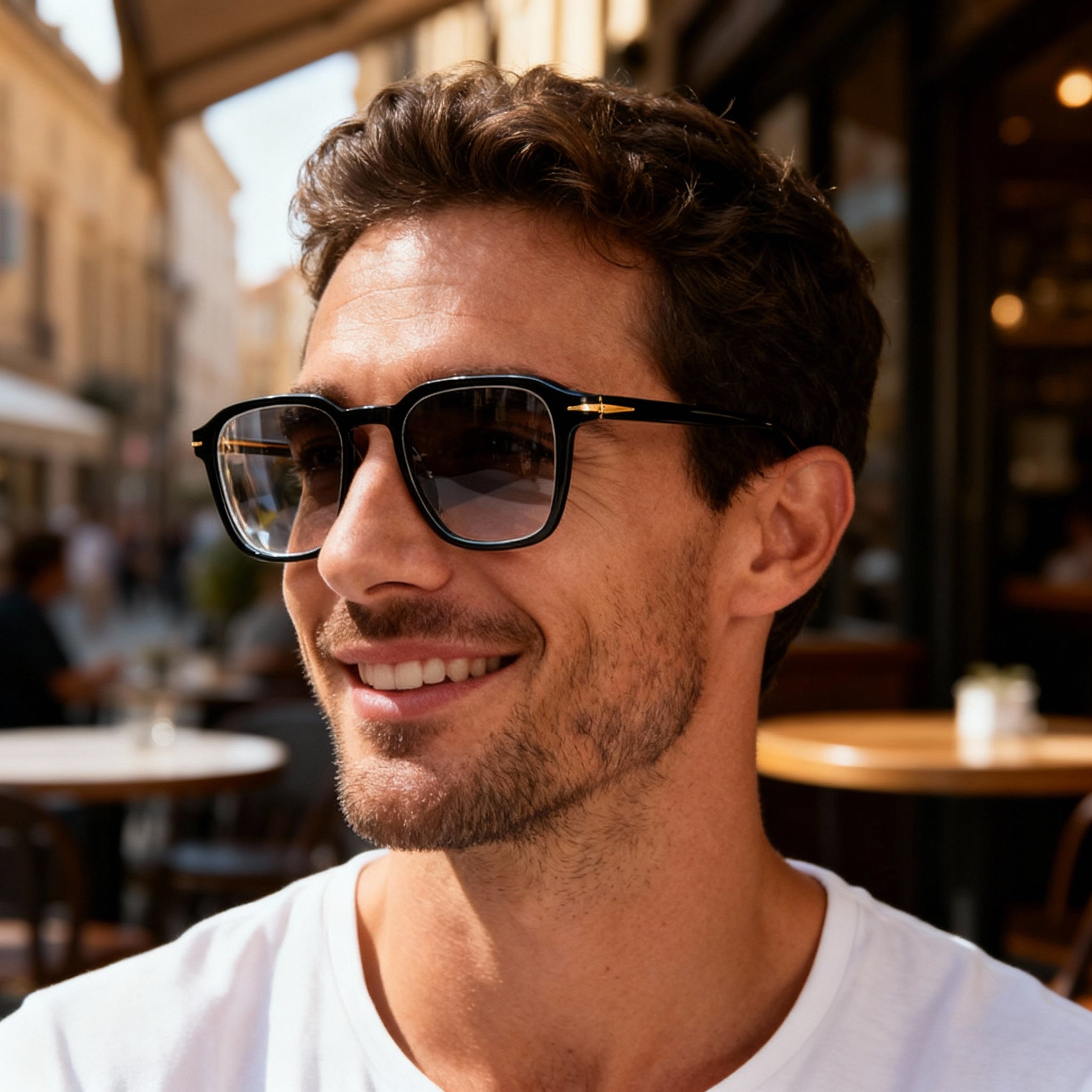 Gafas de sol David Beckham DB 1084 para hombre con montura de plástico negra y lentes de policarbonato polarizado de 51 mm, Photo 5