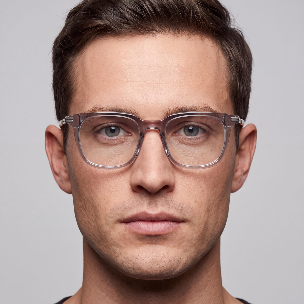 Montura de gafas para hombre Ermenegildo Zegna 5273, clásica, de plástico gris brillante, policarbonato multicolor, tamaño 52 mm, Photo 4