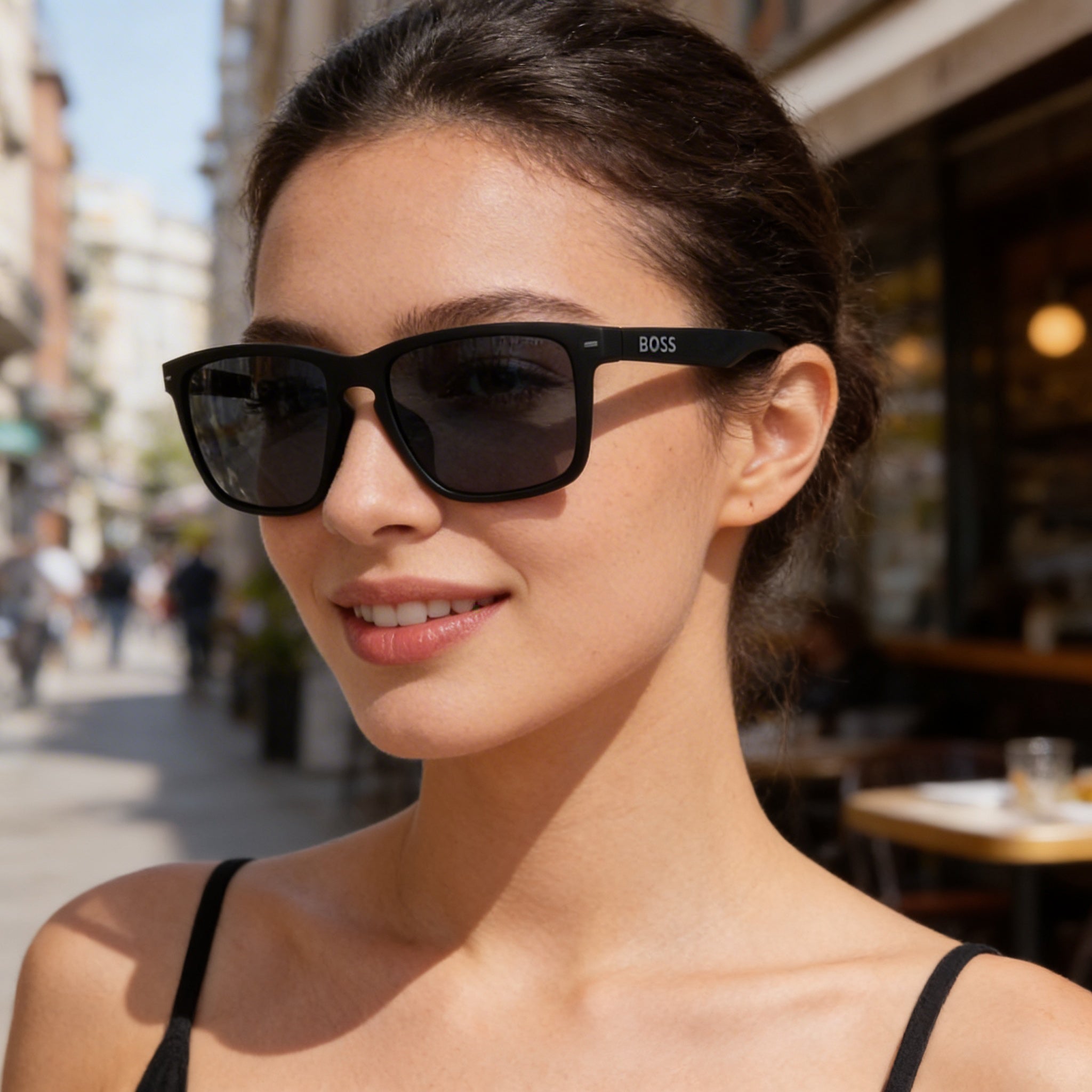 Hugo Boss Contemporary Unisex Matte Black Grey Frame Dark Grey Lens Polycarbonate Non-Polarized 59mm, Photo 6