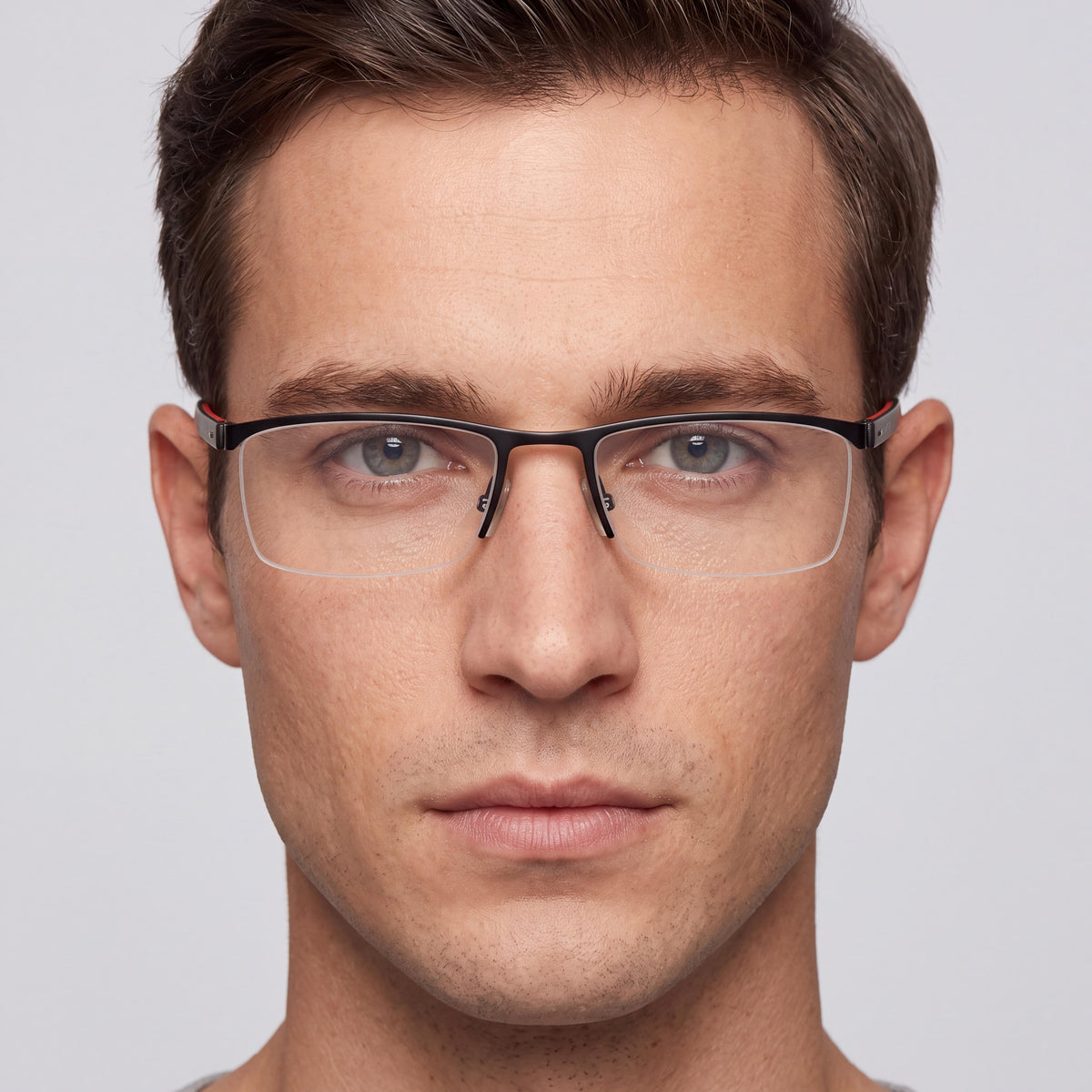 Hugo Boss Men's BOSS 0610/N Eyeglasses with Acetate Frame in Matte Black Red, Polycarbonate Lenses 55mm, Photo 4