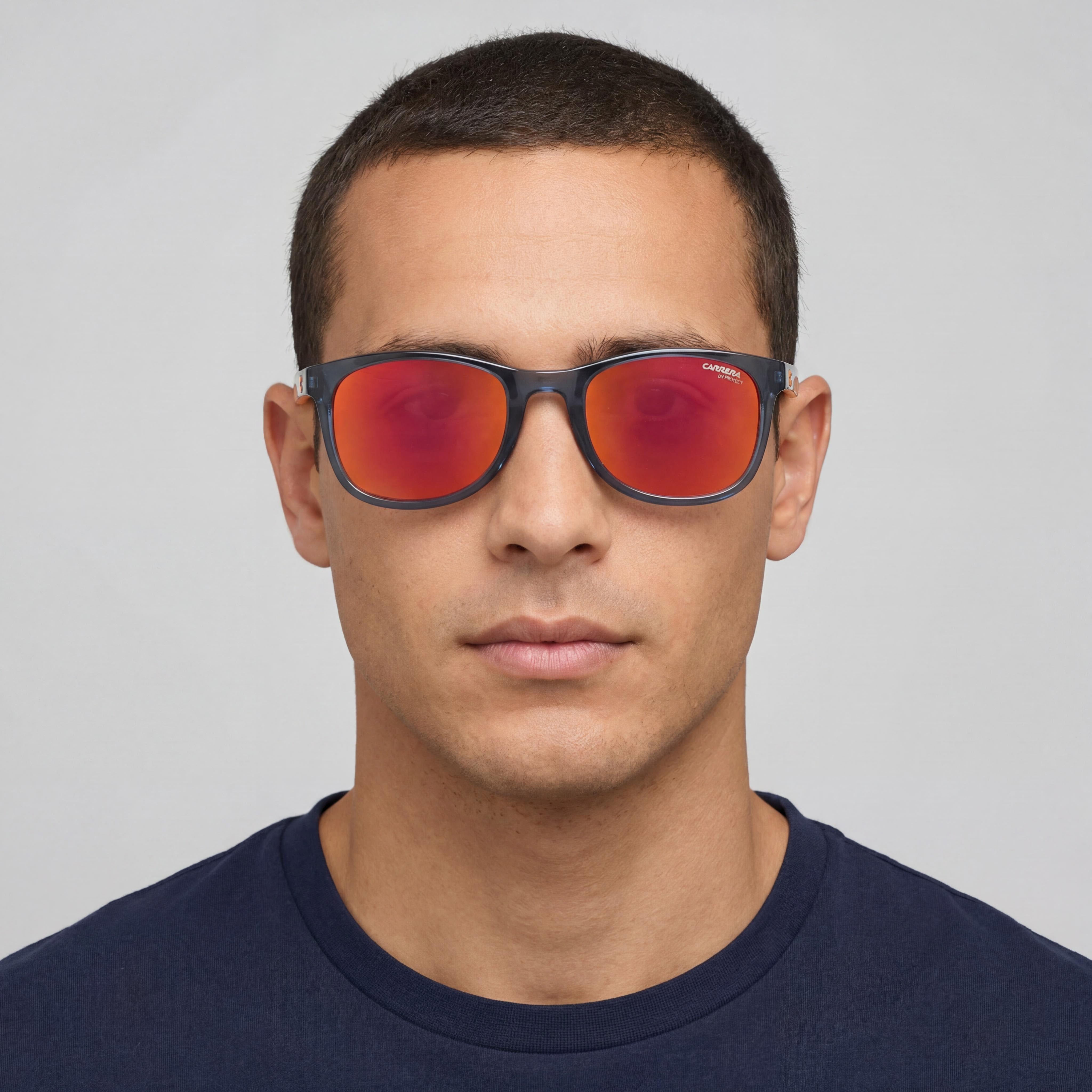 Carrera race 8054 Unisex Transparent Blue Plastic Square UV Protected Sunglasses with Blue Lenses, 52mm, Photo 5