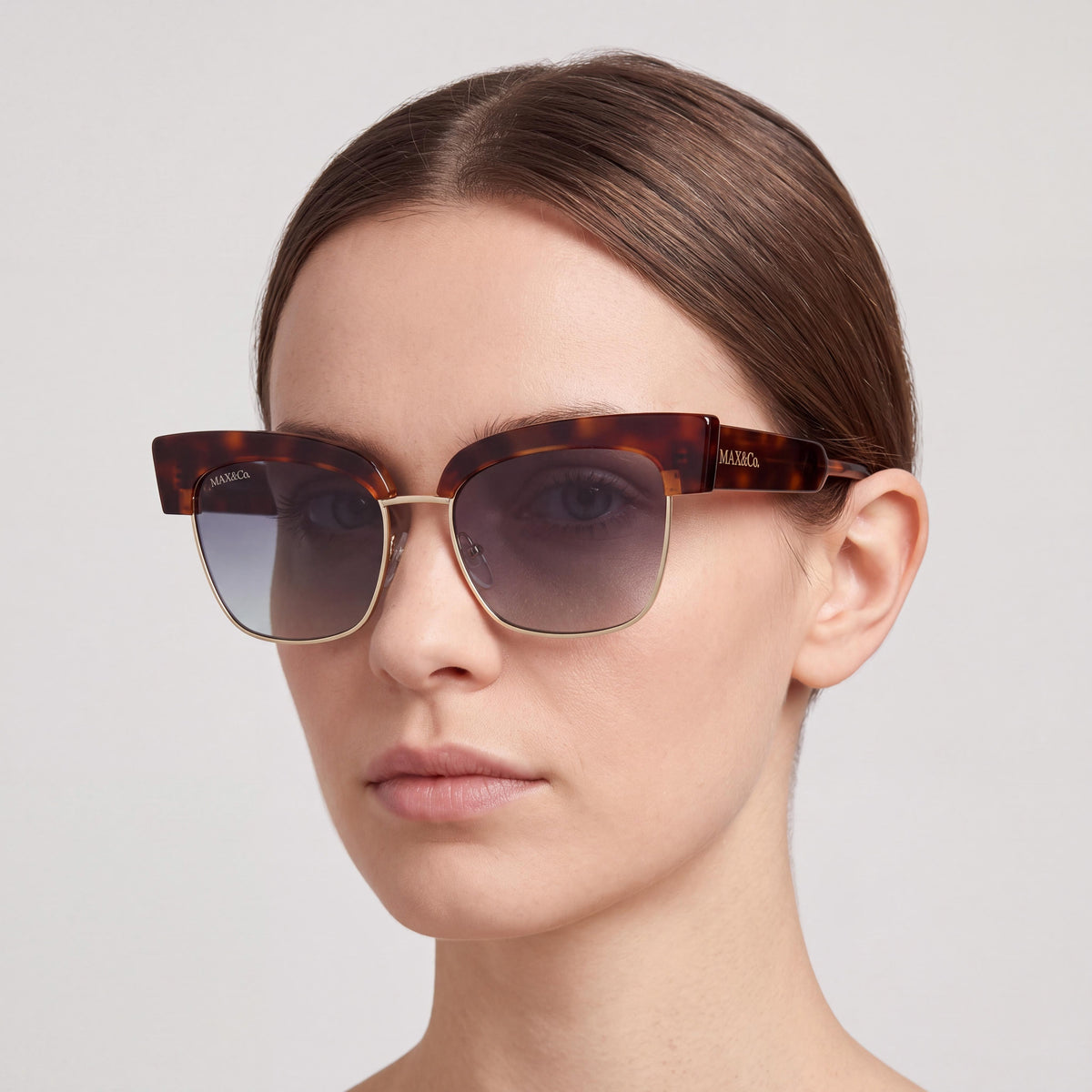 Max & Co. MO0092 Women's Acetate Sunglasses with Dark Havana Frame & Gradient Blue Lenses, Size 54mm, Photo 3