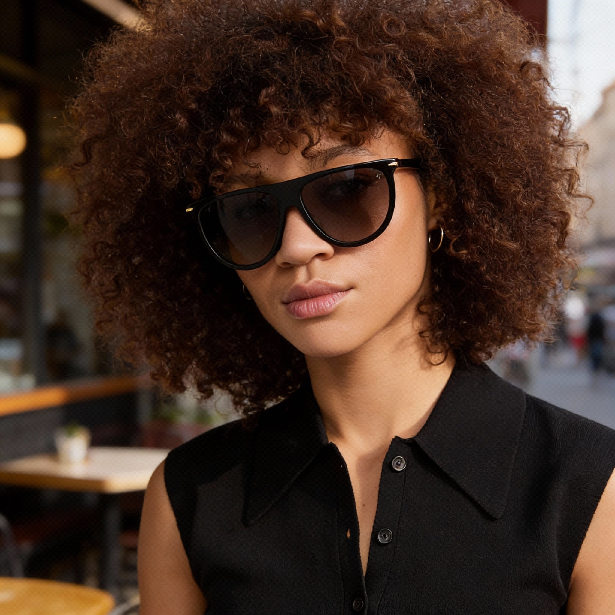 Gafas de sol Rag & Bone Rnb1056s para mujer, de plástico negro, con montura ovalada, lentes grises no polarizadas, protección UV, 57 mm, Photo 3