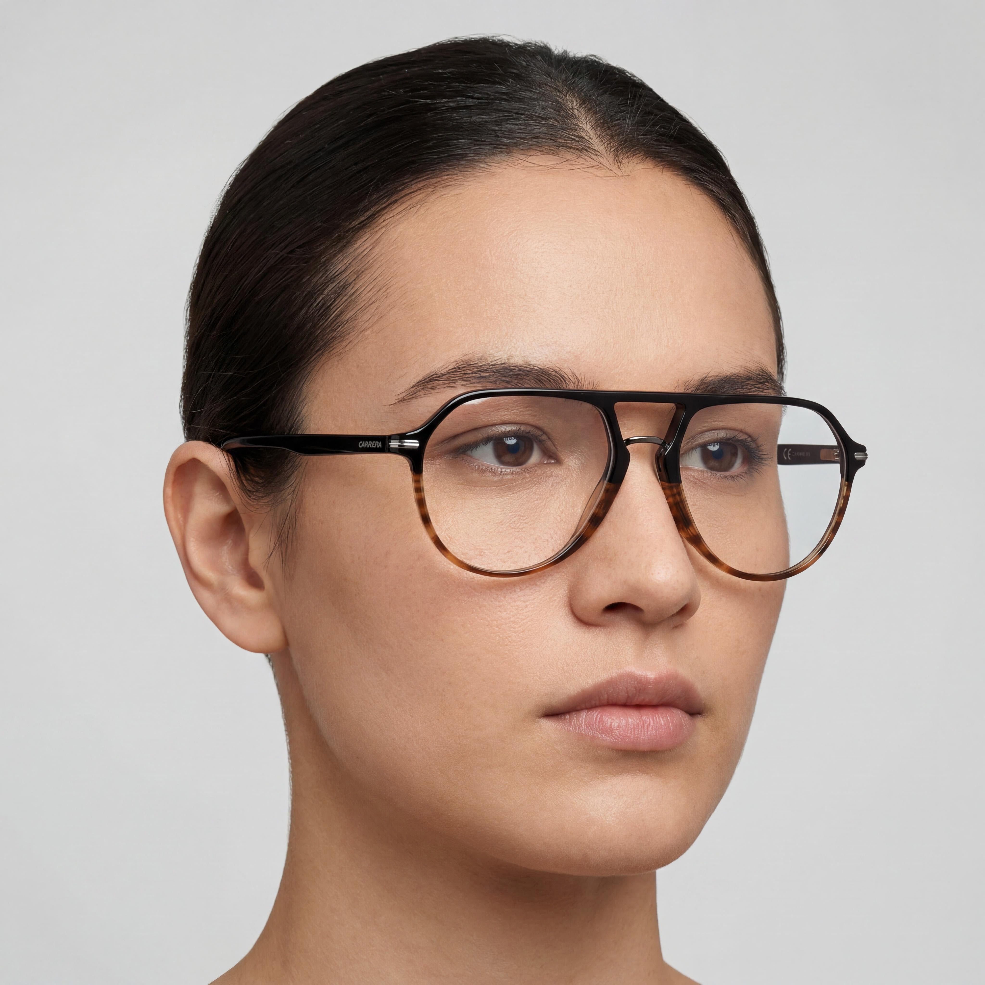 Carrera Classic Unisex Optical Eyeglasses with Black Horn Plastic Frame and Multicolor Lenses, Size 55-17-145, Photo 5