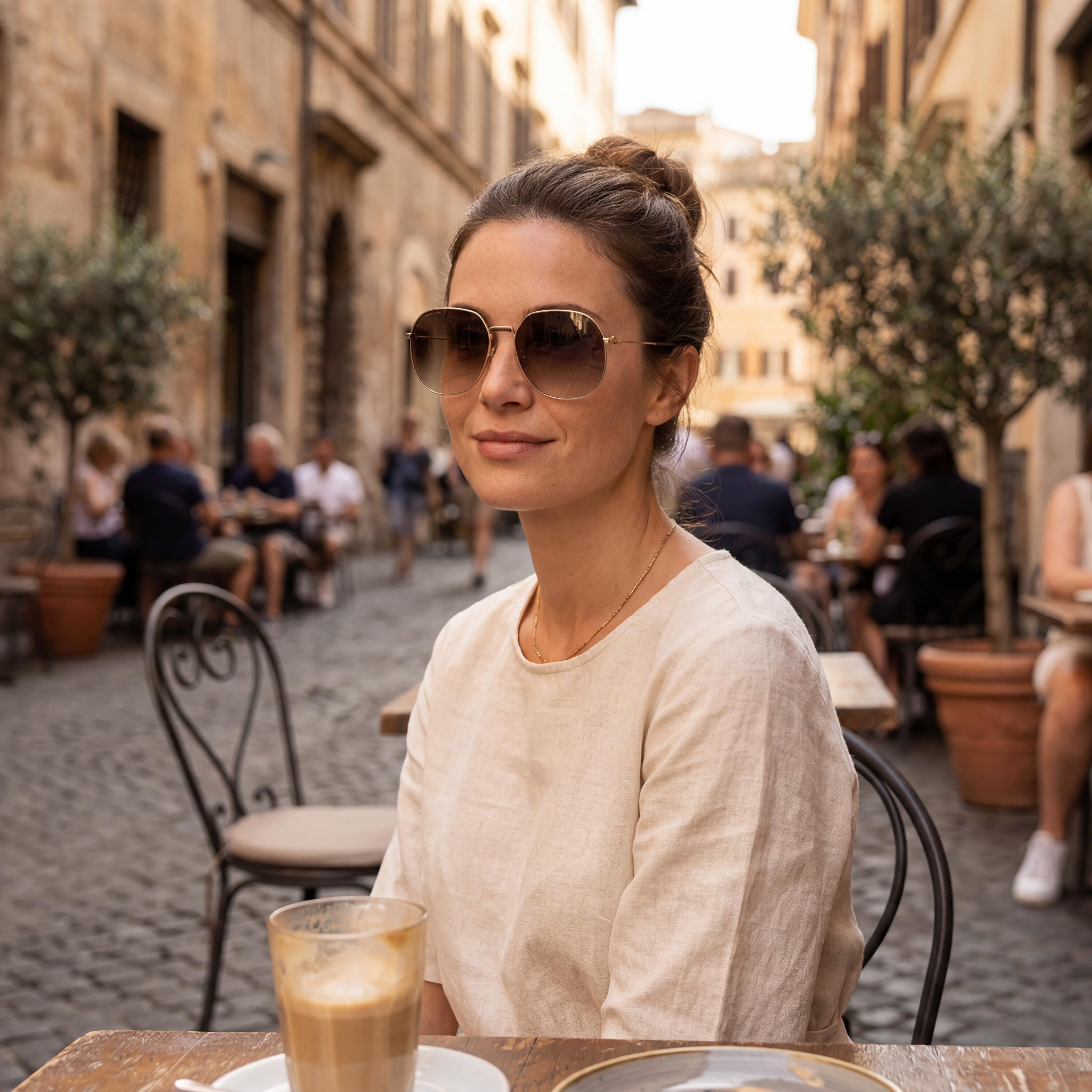 Gafas de sol Etro para mujer, montura metálica minimalista, oro cobre/marrón, protección 100% UVA y UVB, 60 mm, Photo 6