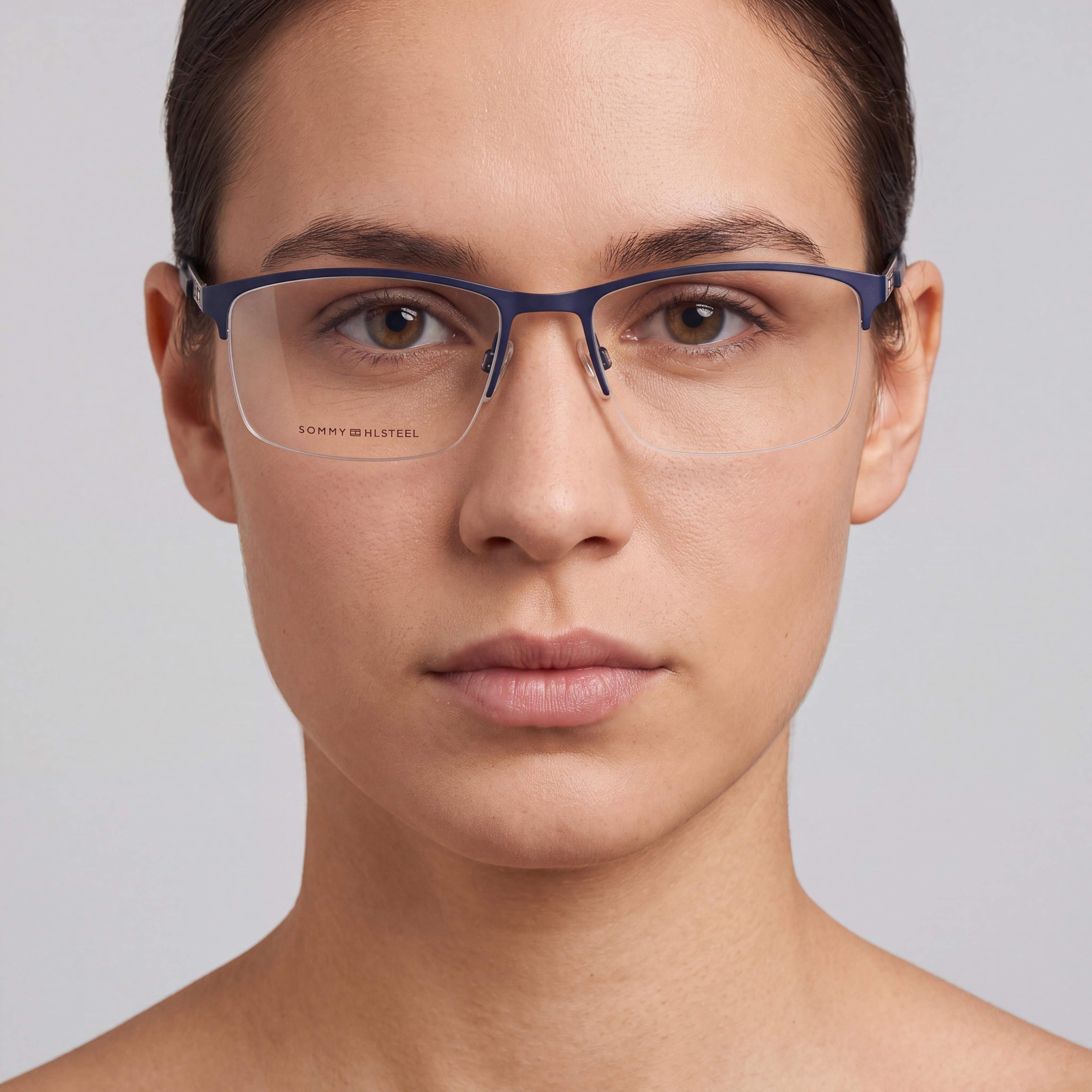 Tommy Hilfiger TH-1692 Unisex Alloy Steel Non- Eyeglasses Matt Blue, Dark Ruthenium 57mm, Photo 4