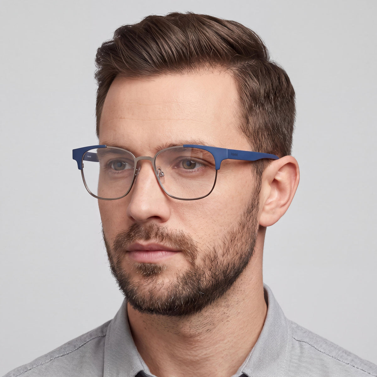 Gafas graduadas Polaroid Pldd342 unisex de montura cuadrada de plástico plateado, lente no transparente, 54 mm, Photo 3