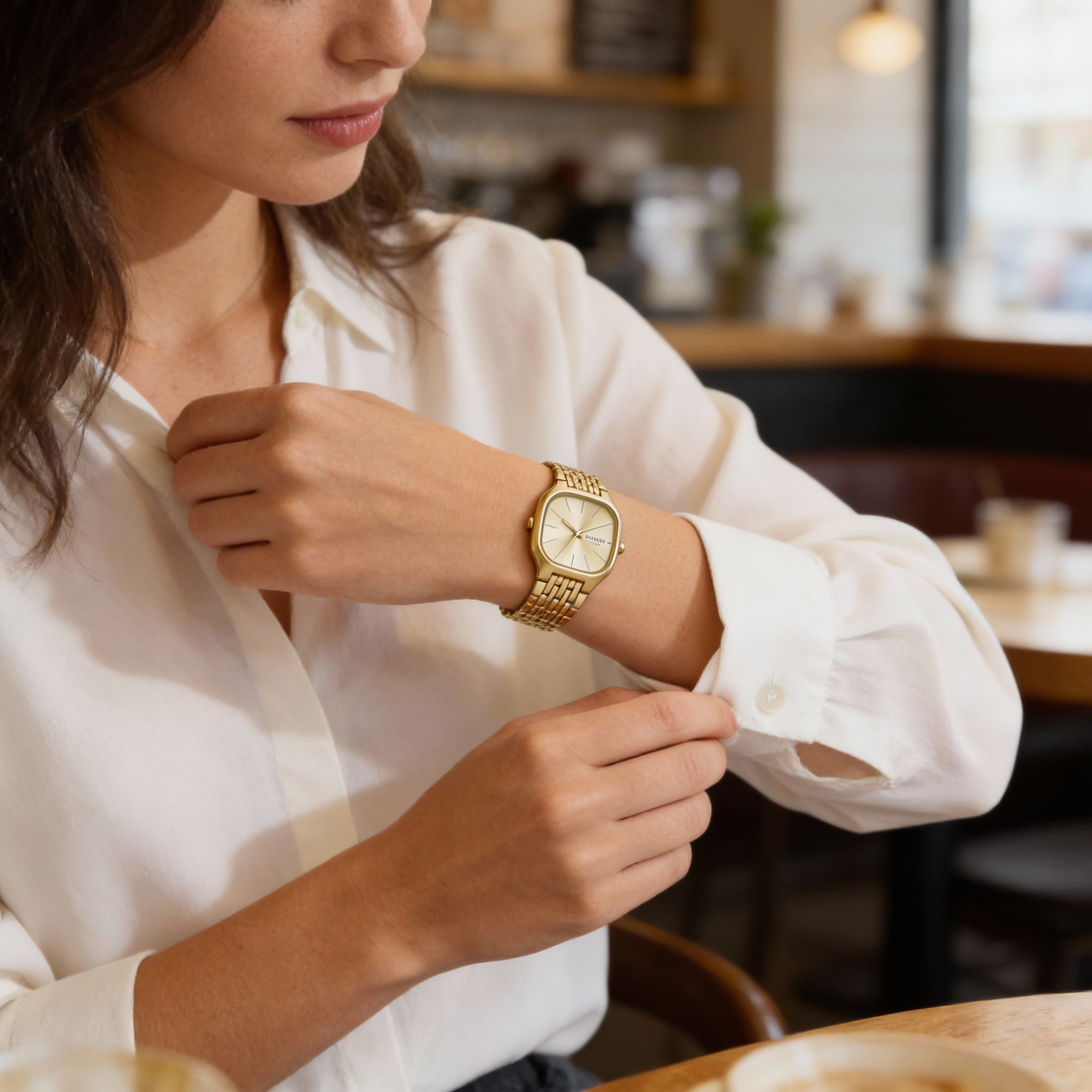 Skagen Mellem Lille Women's Gold Stainless Steel Scratch-Resistant Square 28mm Case Quartz Watch, Photo 5