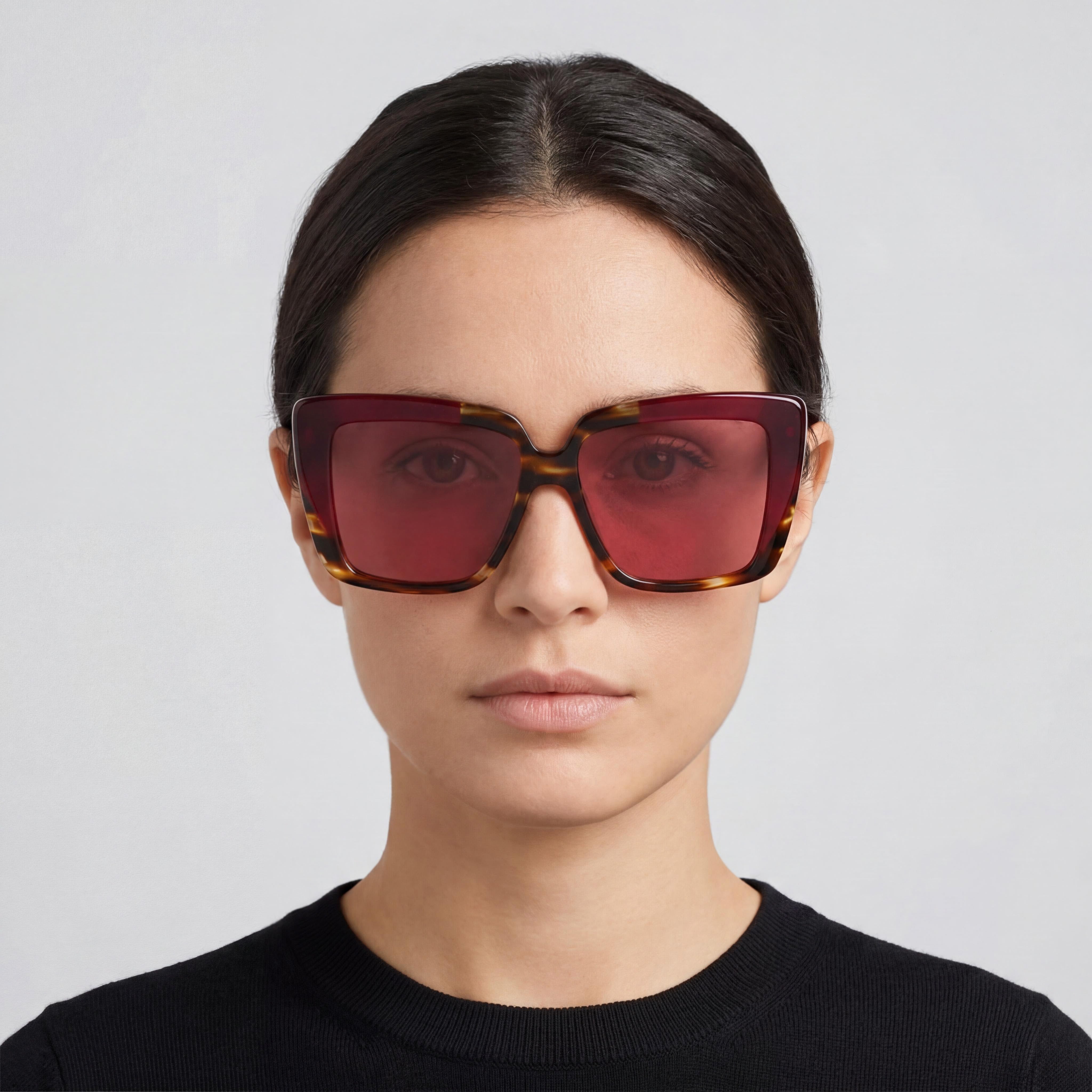 Gafas de sol Salvatore Ferragamo Sf1060sn para mujer, montura de acetato a rayas marrón/morado, protección UV, policarbonato no polarizado, 55mm, Photo 5