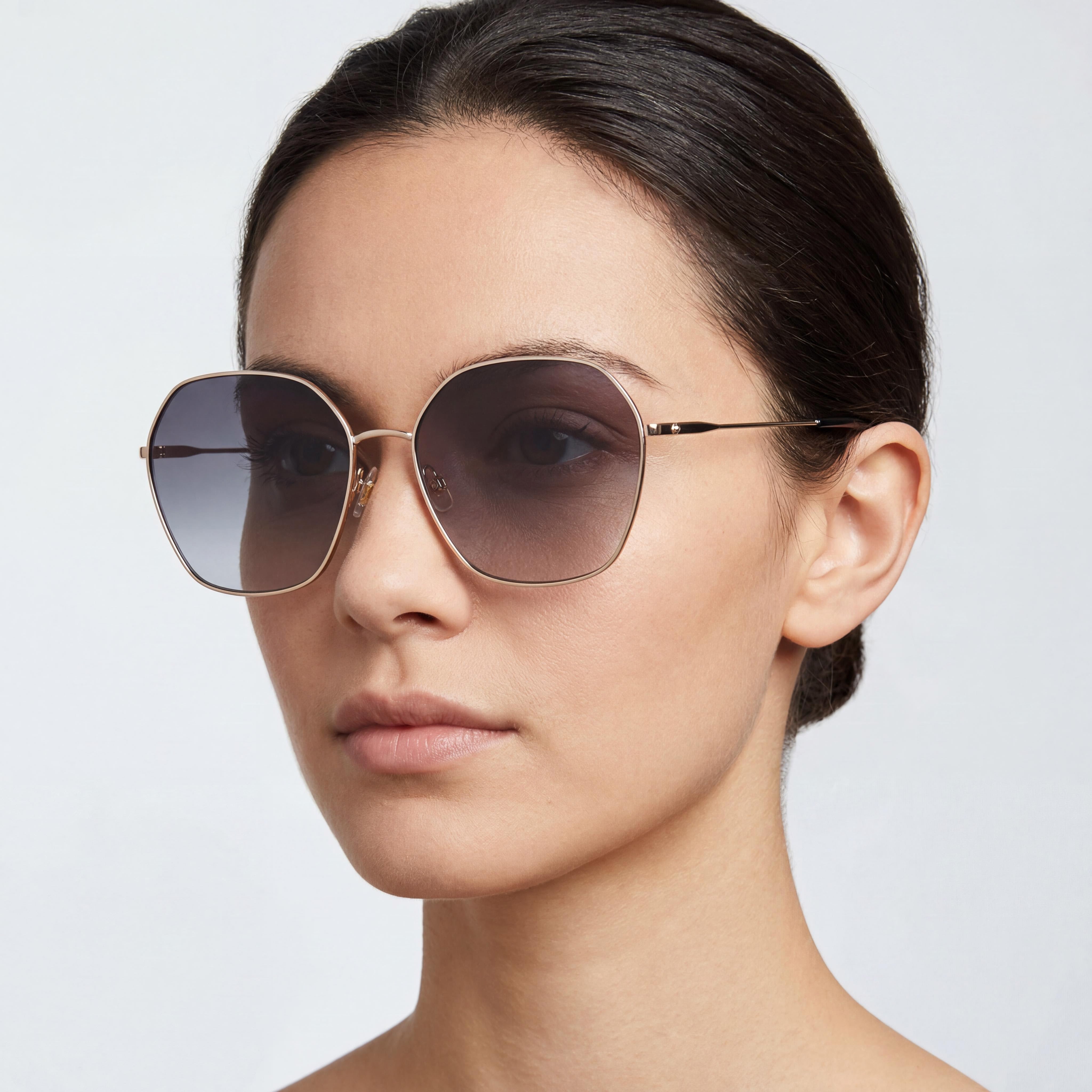 kate spade new york Seasonal Women's Gold Blue Brown Stainless Steel Gradient UV Sunglasses 57-17-140, Photo 4