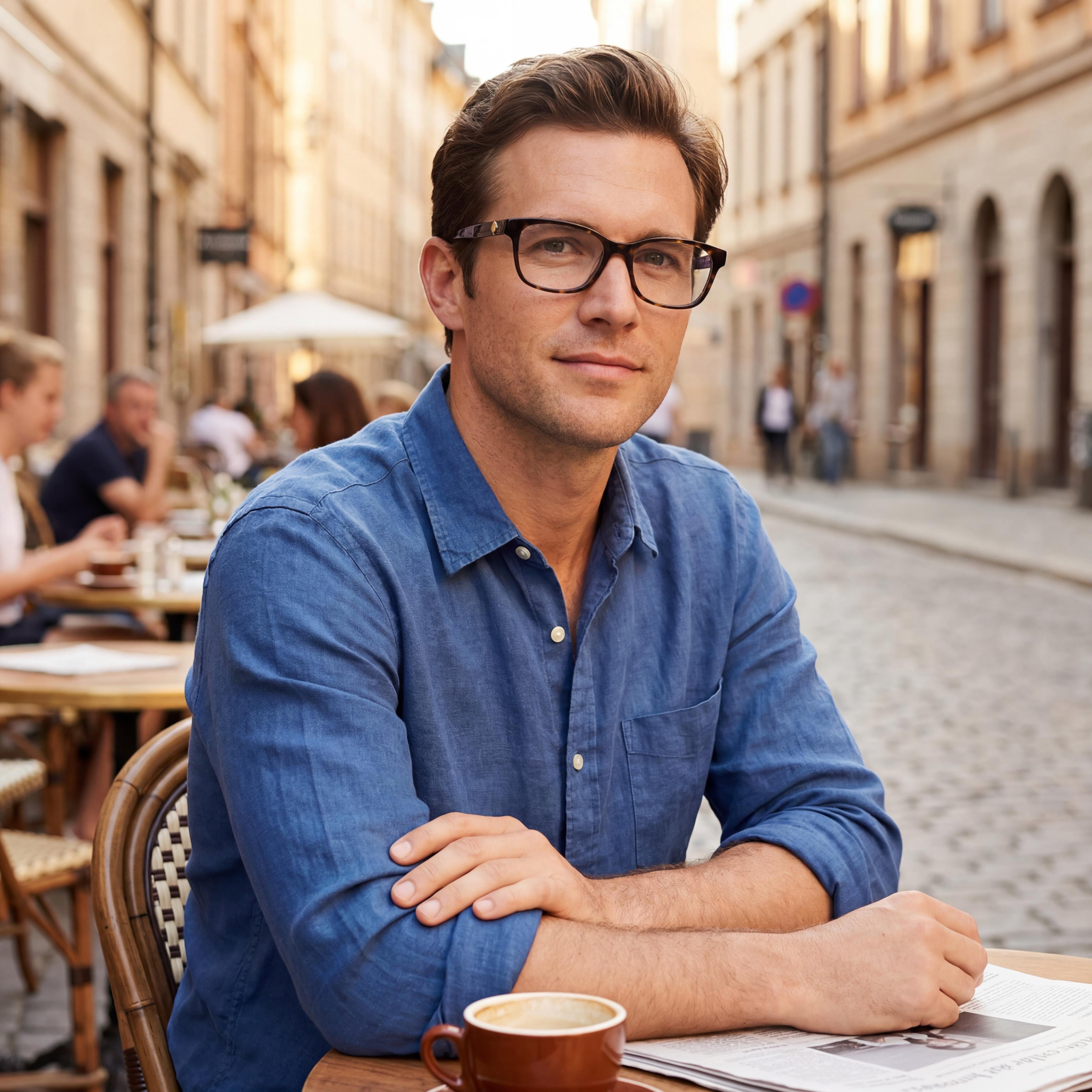 kate spade new york Men's Rectangular Stainless Steel Glasses Frame with Spade Logo Havana Blue 53, Photo 4