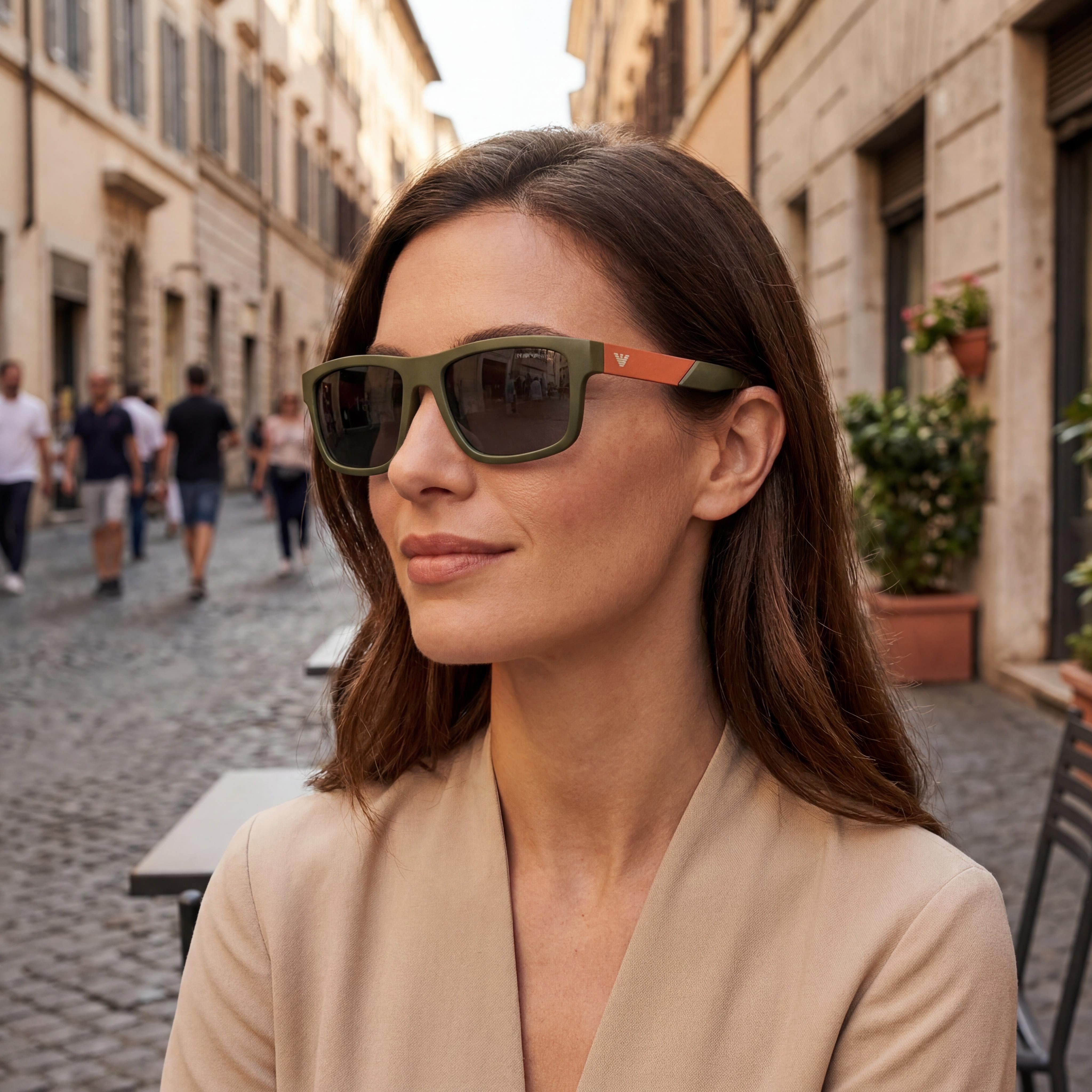 Gafas de sol Emporio Armani Ea4244u Universal Fit de plástico no polarizadas para mujer, verde mate marrón oscuro 57 mm, Photo 4