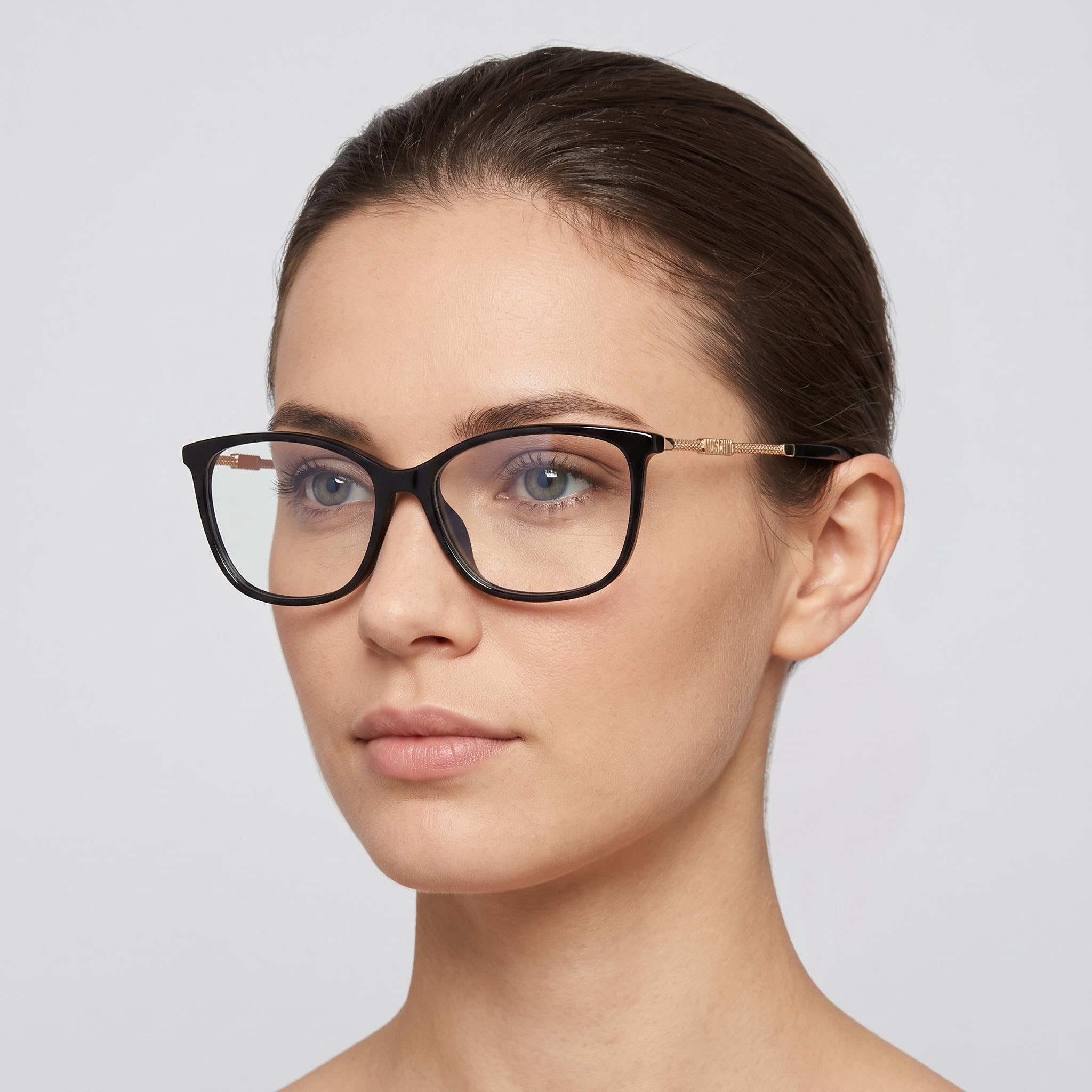 Gafas de sol Moschino Mos616/f de estilo moderno para mujer con montura de acetato negro y lentes de policarbonato de 54 mm de ancho, Photo 4