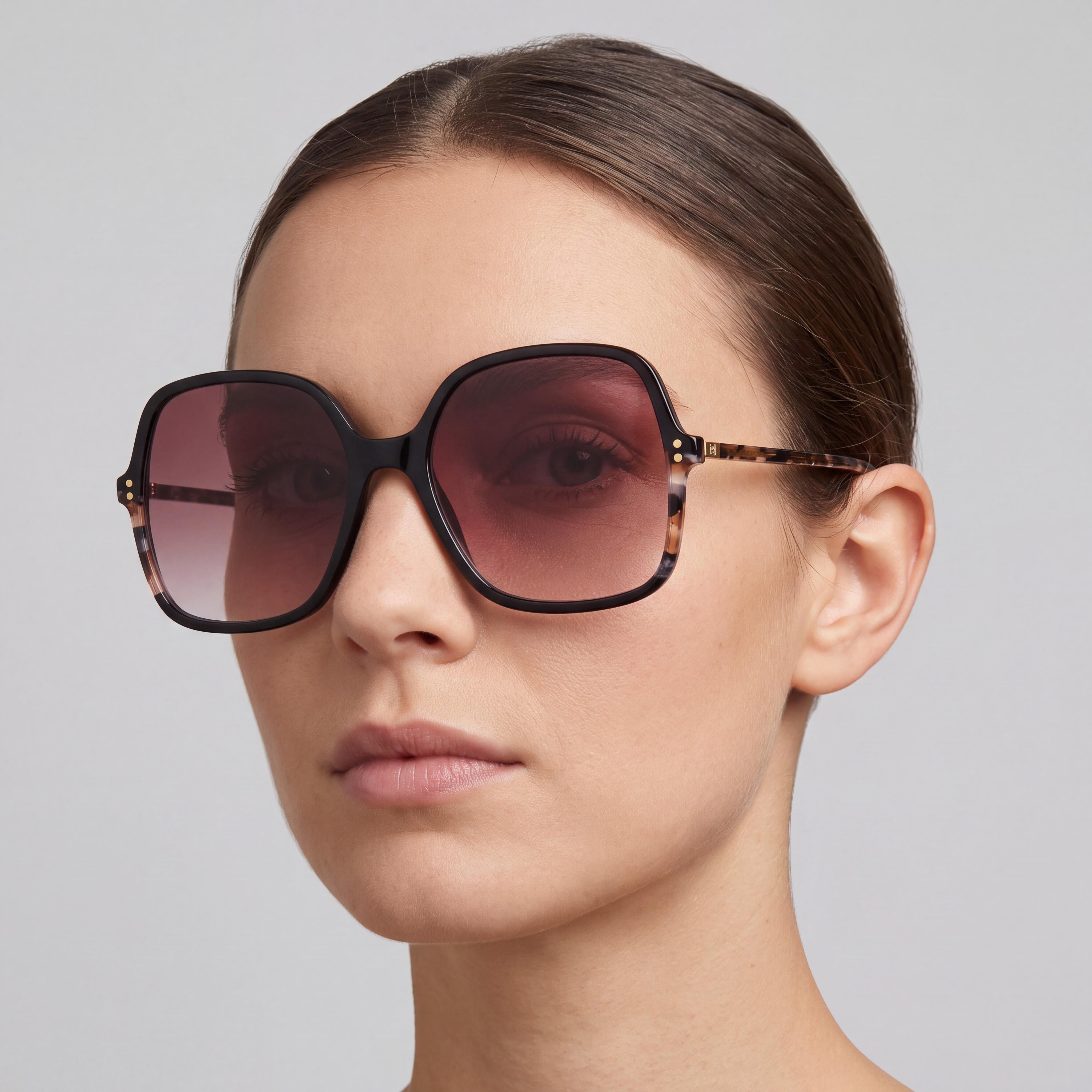 Carolina Herrera Modern Women’s Light Acetate UV Protection Sunglasses, Black Havana, Pink Doubleshade 56mm, Photo 5