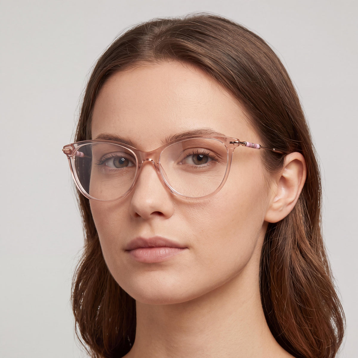 Carolina Herrera 0043 Women's Classic Transparent Nude Pink Plastic Eyeglasses with Nude Lenses 55mm, Photo 3