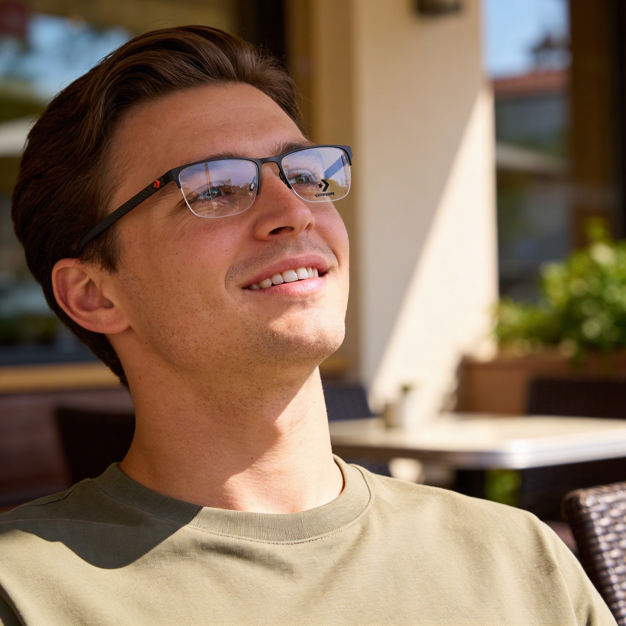 Converse CV3016 Men's Modern Plastic Optical Frames, Satin Gunmetal Polycarbonate Lenses, 55mm, Photo 5