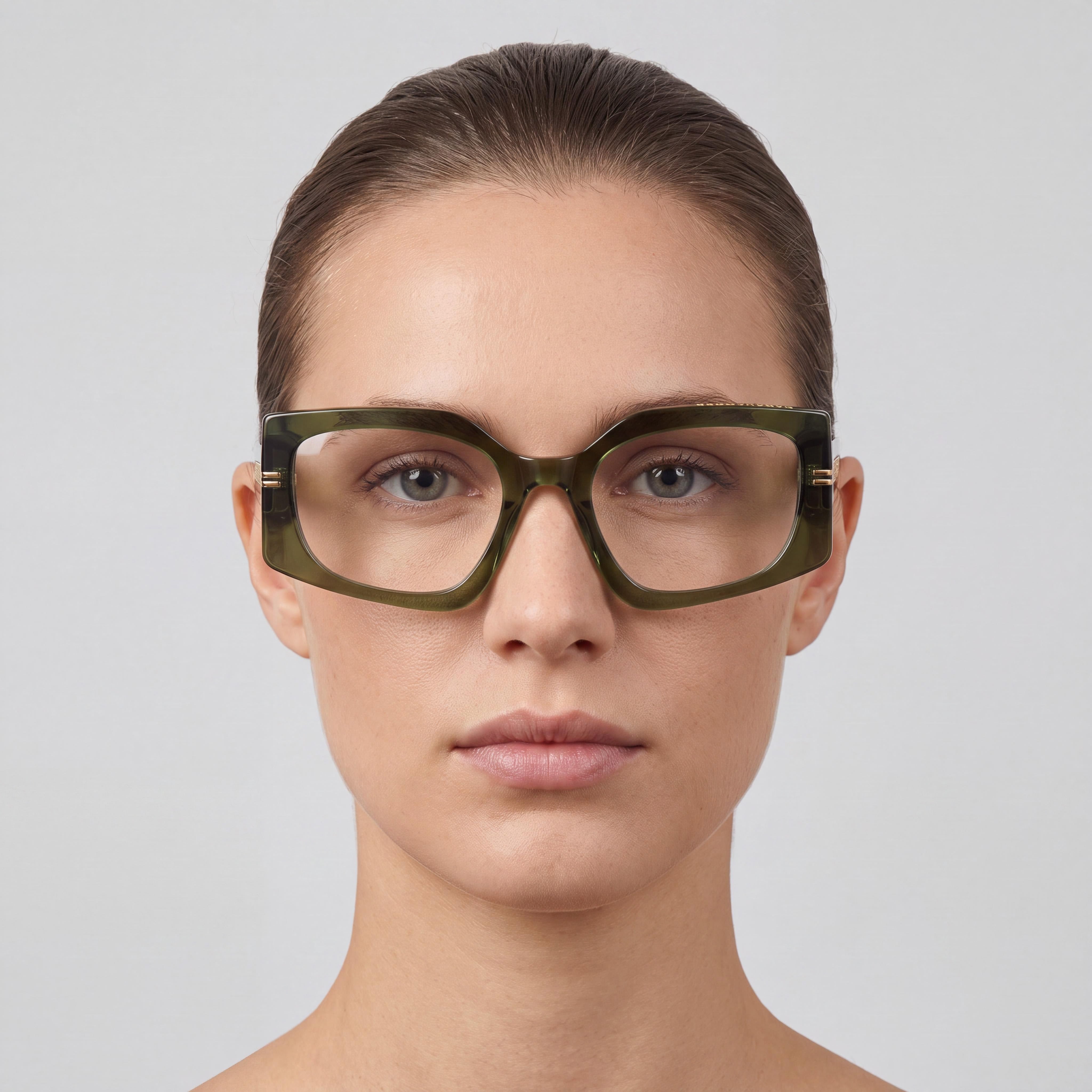 Gafas de mujer clásicas Marc Jacobs con montura de plástico verde y lentes de policarbonato no polarizadas multicolor, 53mm, Photo 5