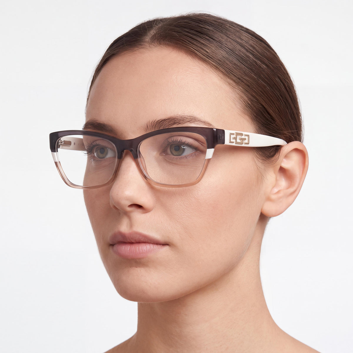 GUESS Gu2979 Women's Eyeglasses featuring Grey Striped Ivory Plastic Frame & Clear Lenses, 52mm Lens Width, Photo 5