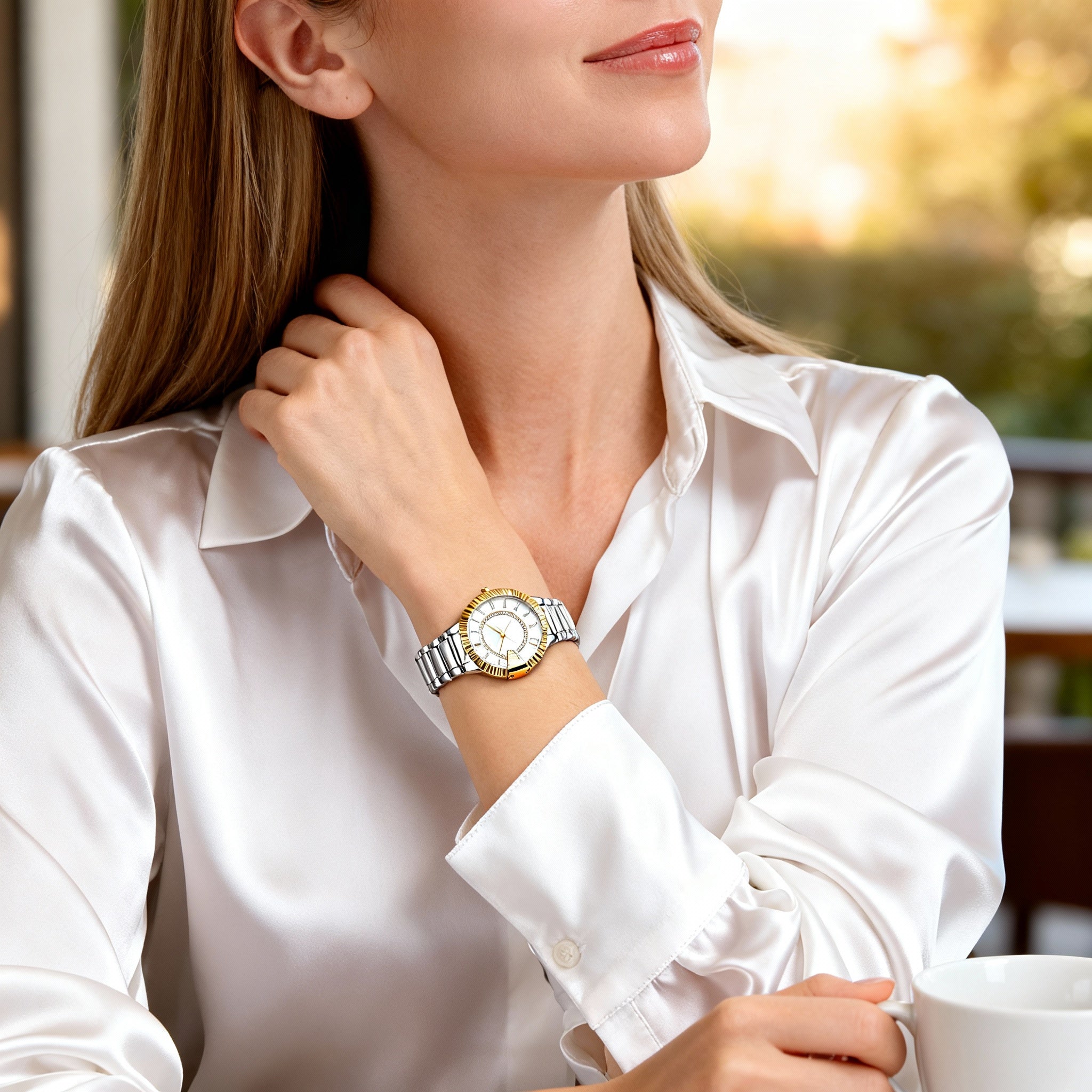 Just Cavalli Bracelet Women's Stainless Steel Watch, Two-Tone Gold Silver, White Dial, 50m Water Resistant, Photo 3