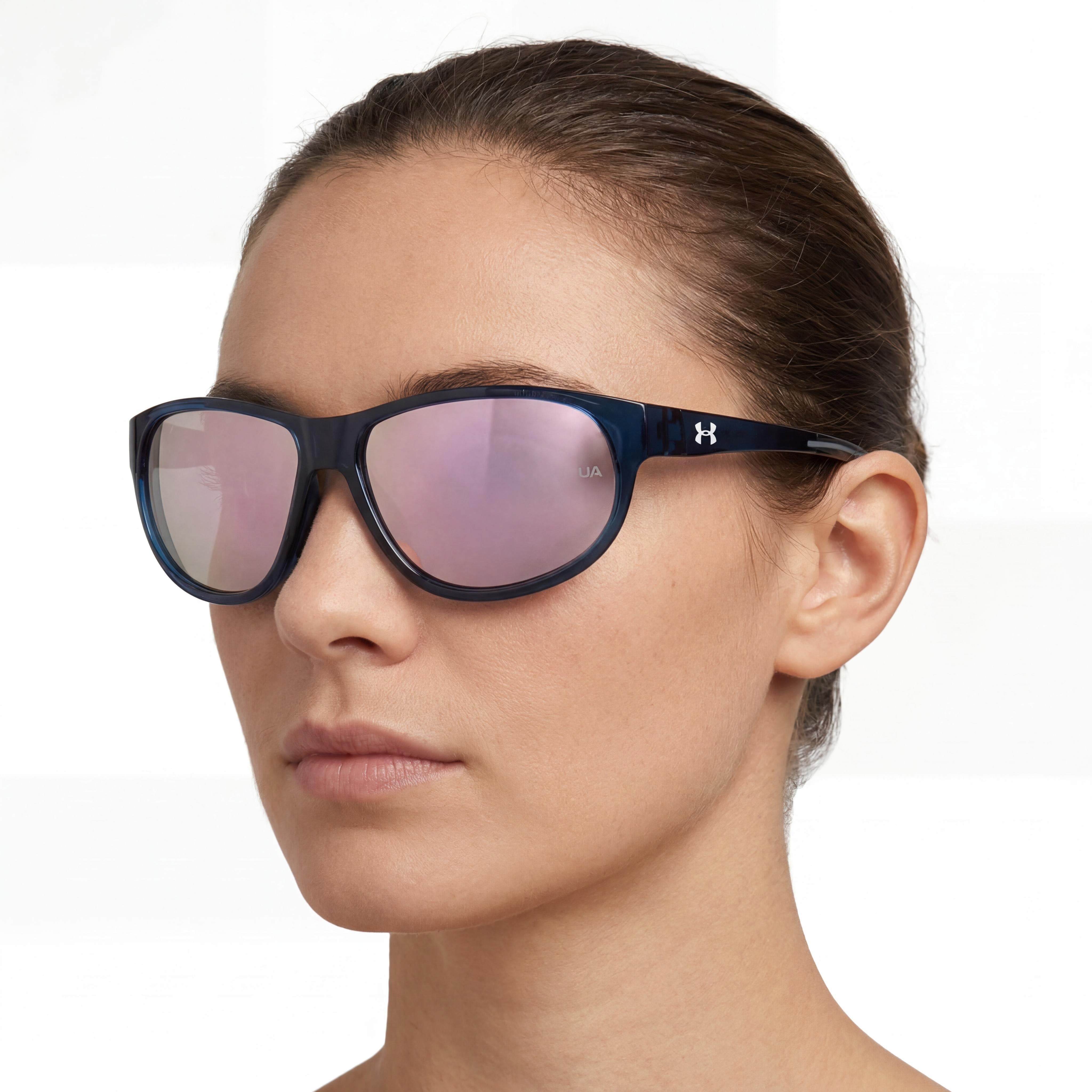 Under Armour Women's Ua Intensity TR90 Wrap Sunglasses with UV Protection, Azul Patchwork Frame, Extra White Multilayer Lenses, 59mm, Photo 5