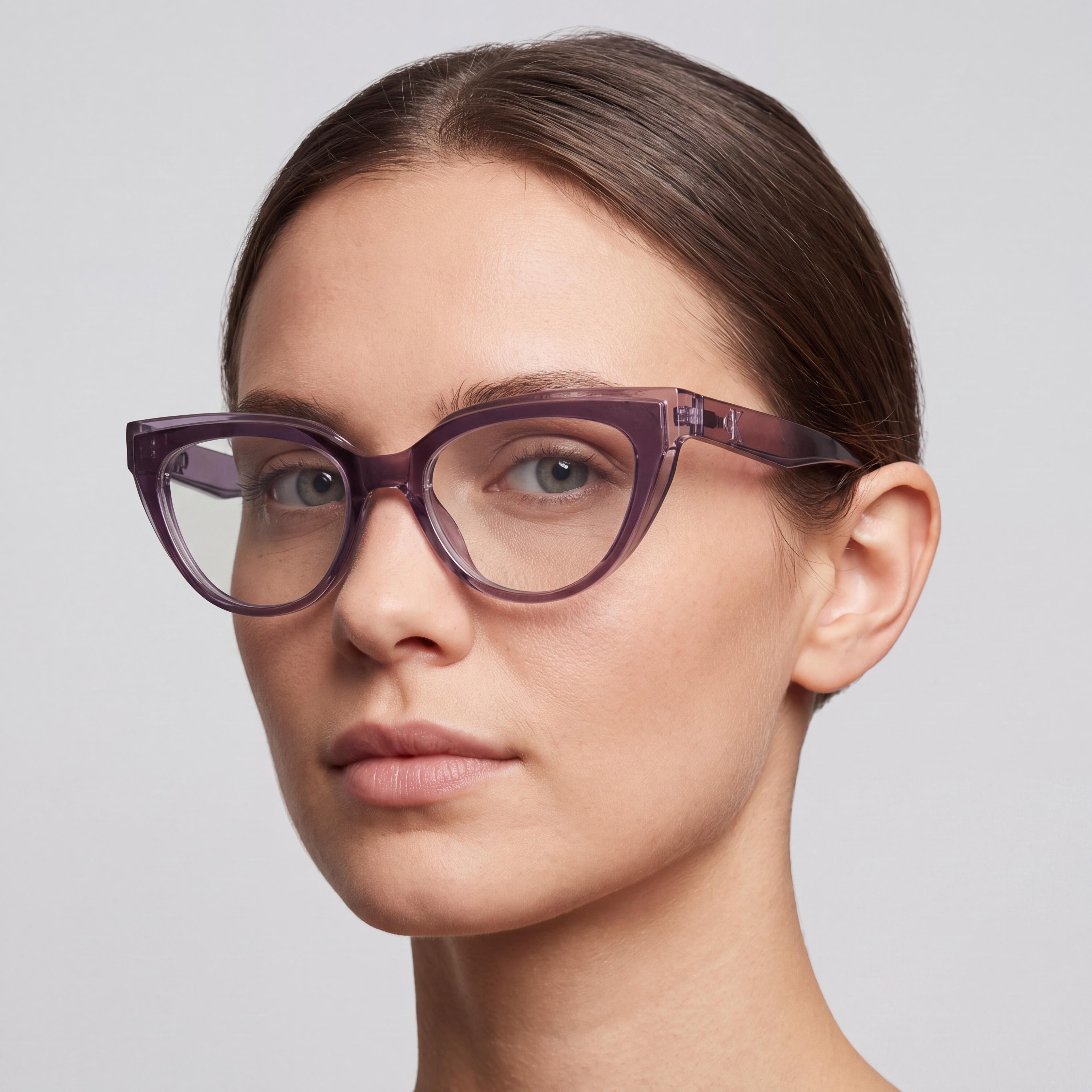 Gafas clásicas Calvin Klein para mujer con montura de acetato lavanda y lentes multicolor de 50 mm, Photo 3