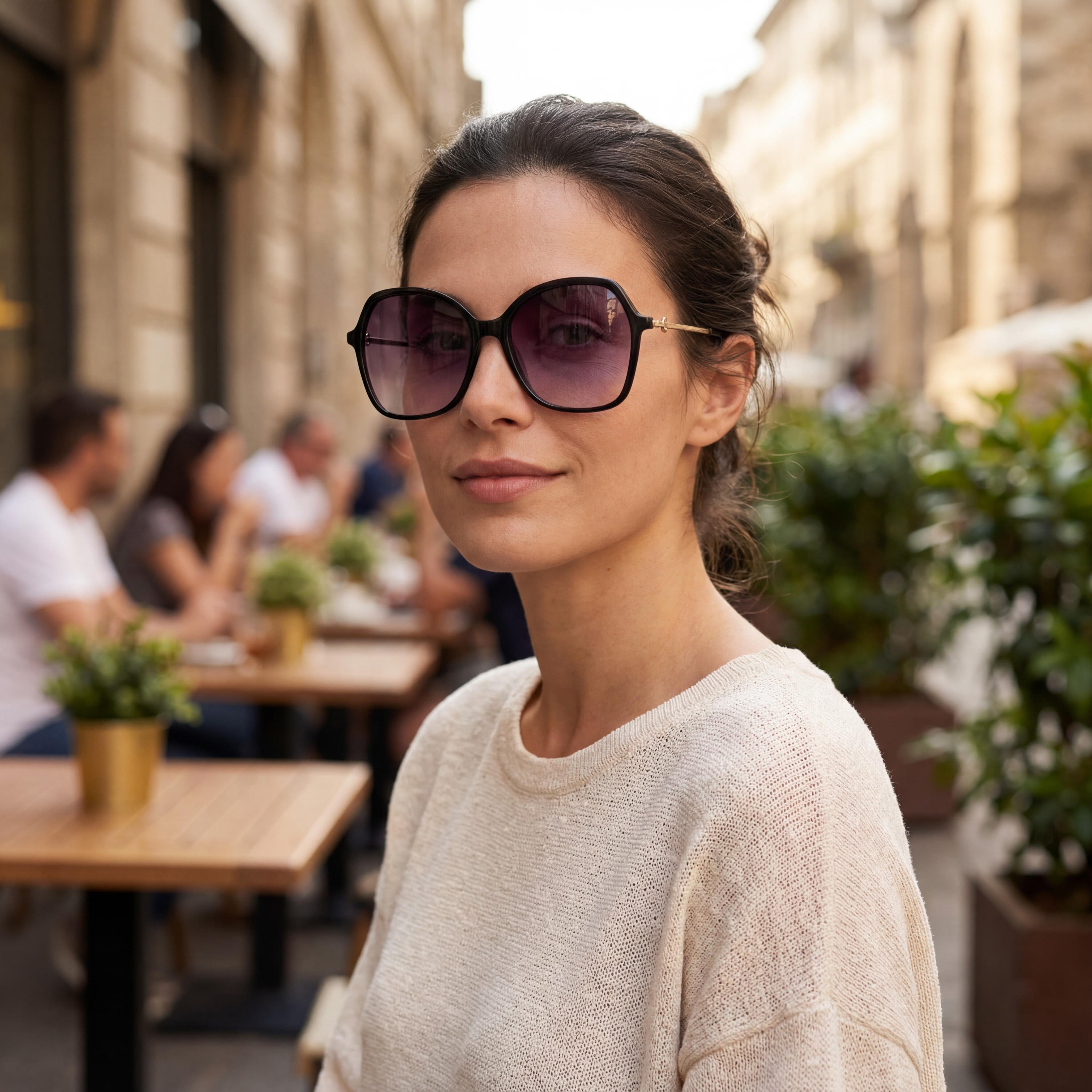 Longchamp LO705S Women's Casual Alluminium Black White Frame Black Lens UV Protected Sunglasses 57mm, Photo 5