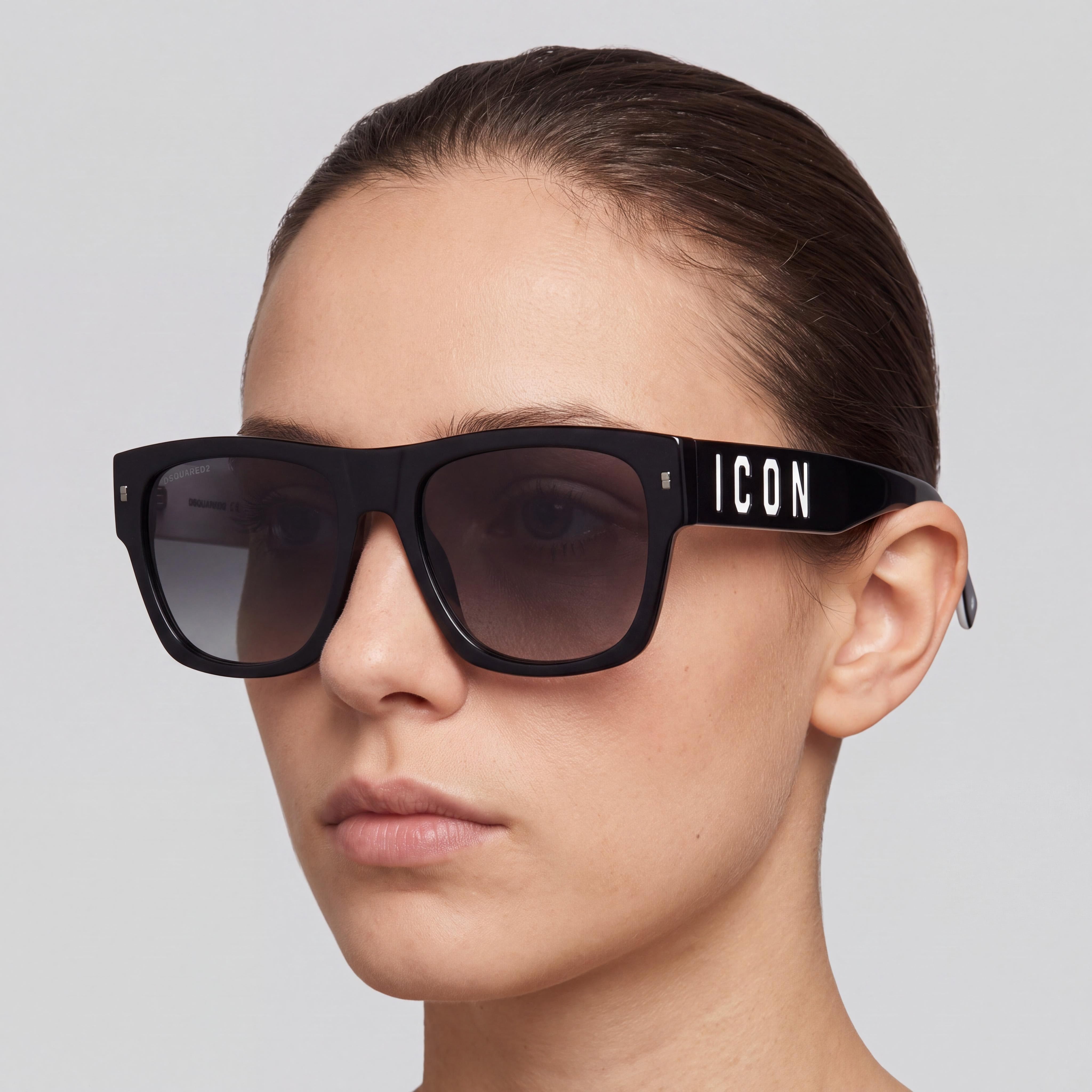 DSQUARED2 Icon 0004/s Classic Style Unisex Acetate Frame Polycarbonate Lens Black White UV Protective Sunglasses 55mm, Photo 4