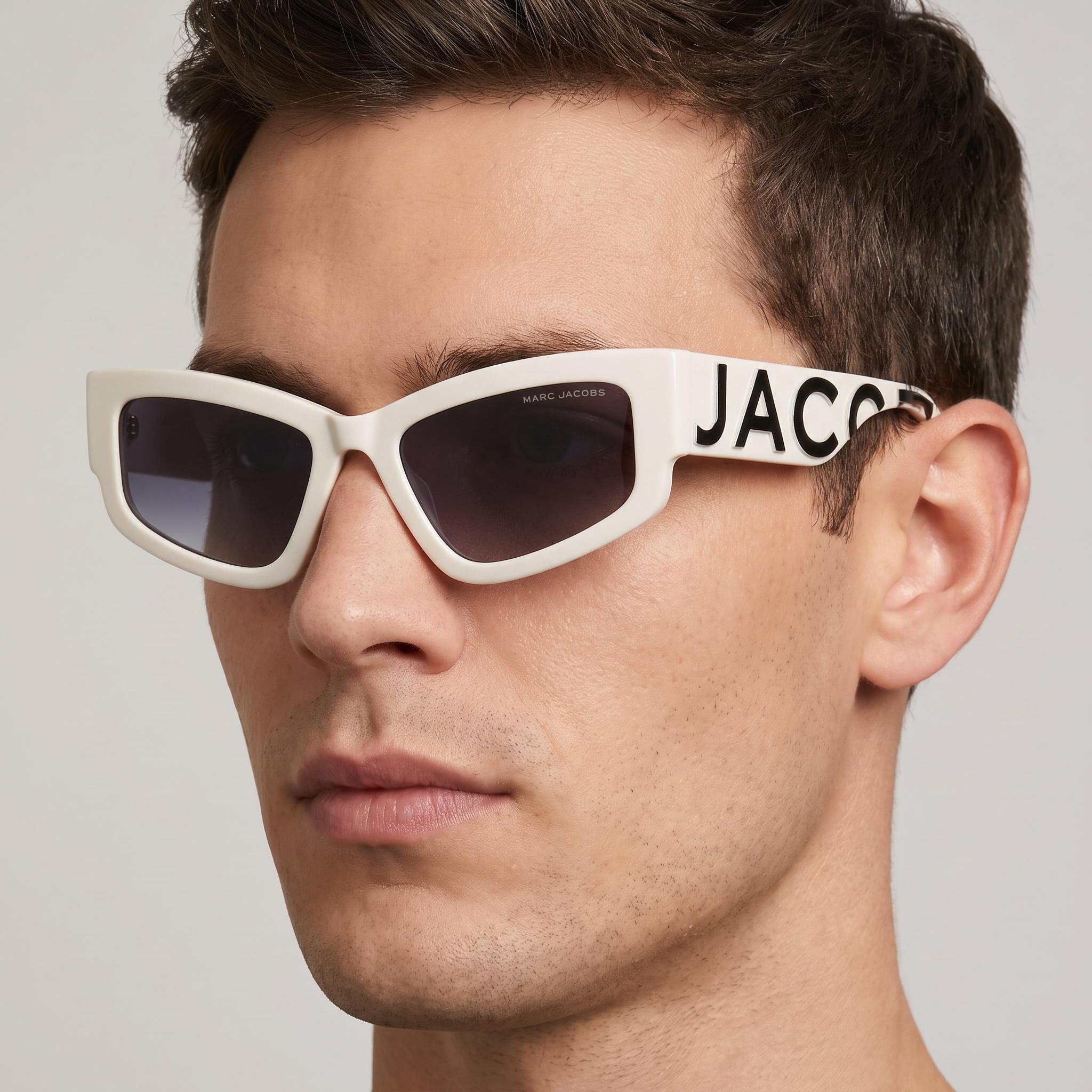Marc Jacobs Casual Men’s Polyamide Frame Sunglasses Beige Black with Dark Grey Shaded Polycarbonate Non-Polarized Lenses 55mm, Photo 4