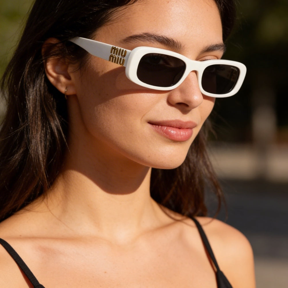 Gafas de sol deportivas Miu Miu para mujer, con lentes negras polarizadas de policarbonato multicolor y protección UV