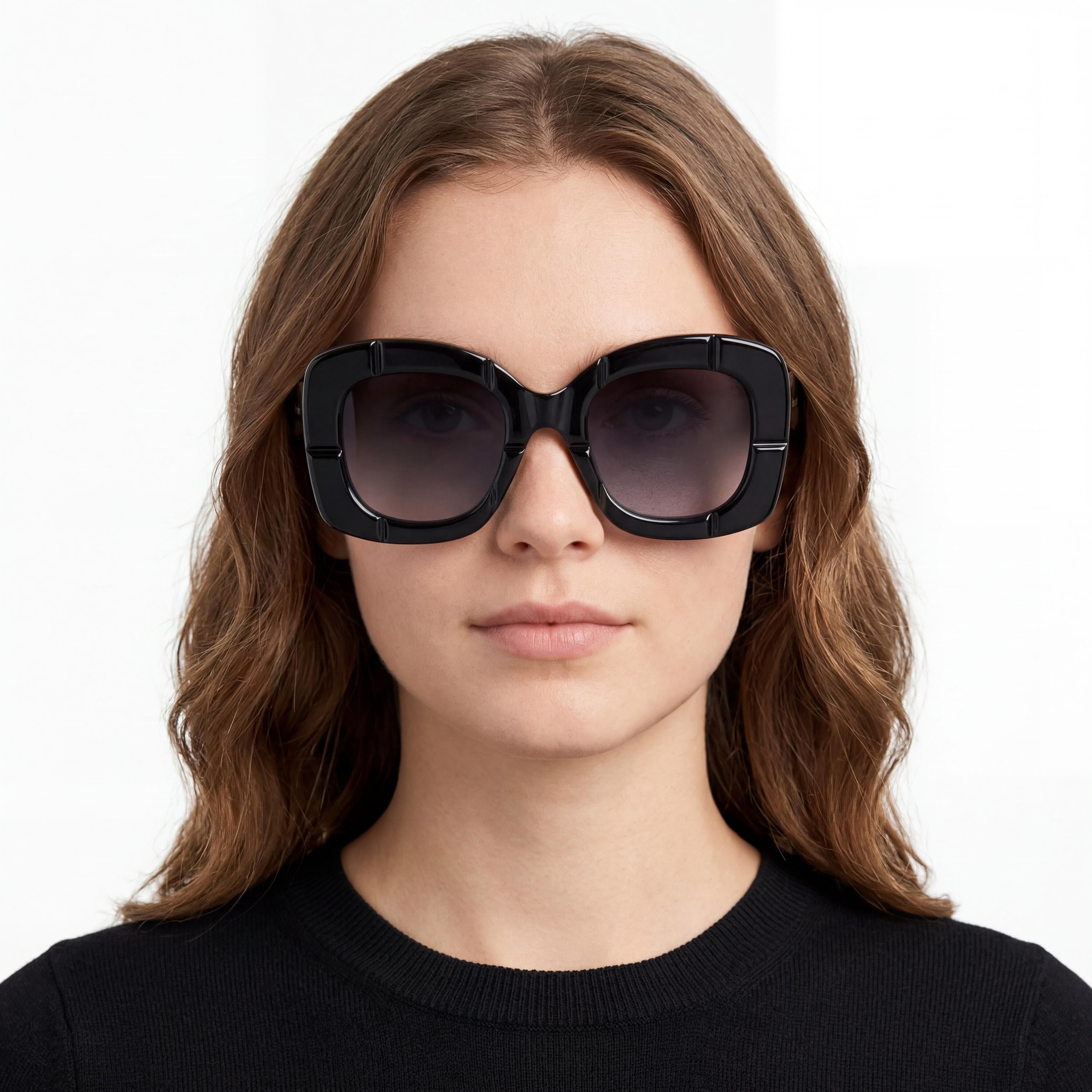 kate spade new york Gafas de sol casuales de acetato negro cuadrado, con cristales oscuros degradados no polarizados, para mujer, 50-23-140, Photo 5