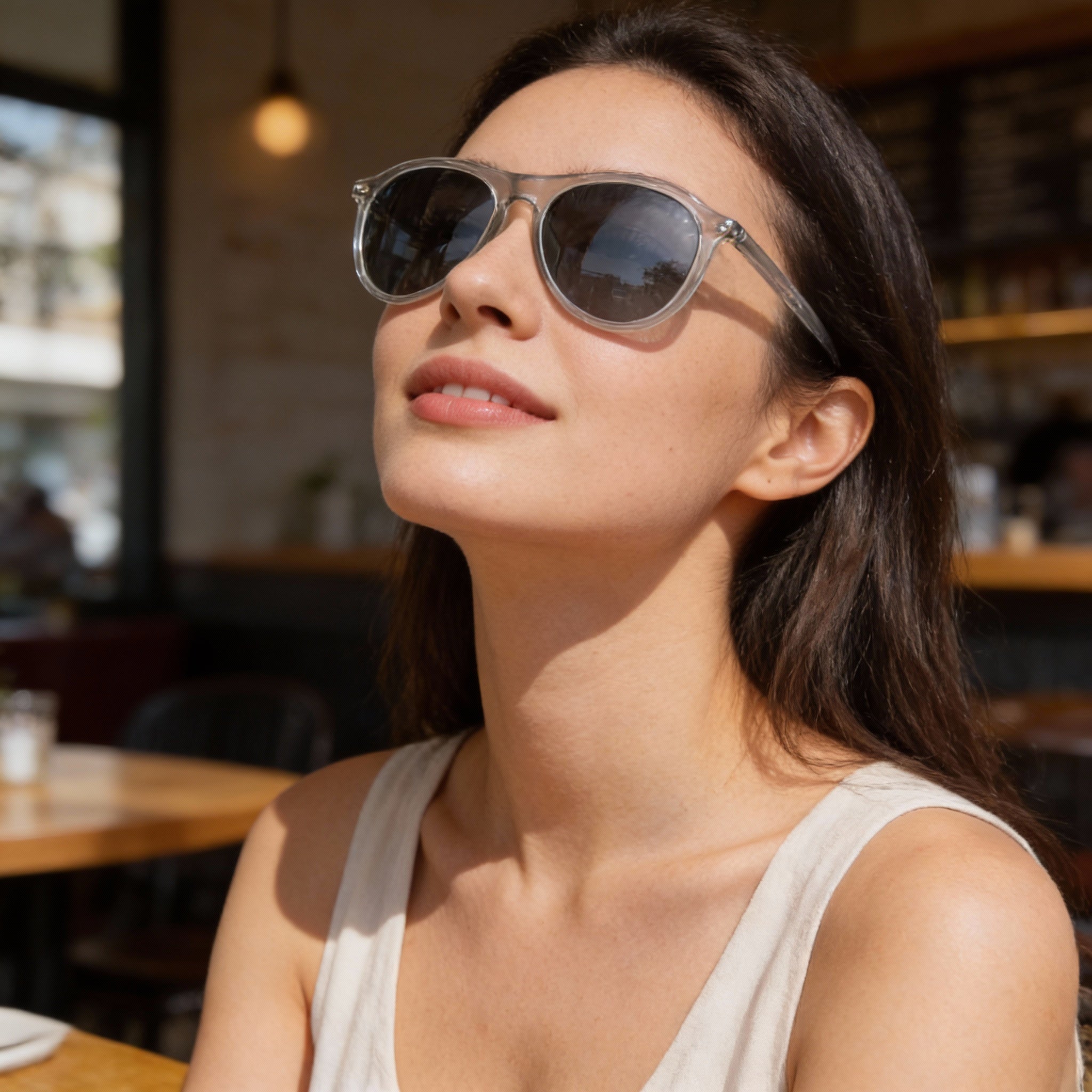 Gafas de sol unisex Saint Laurent con montura de acetato y lentes beige plateadas no polarizadas de 56 mm, Photo 5