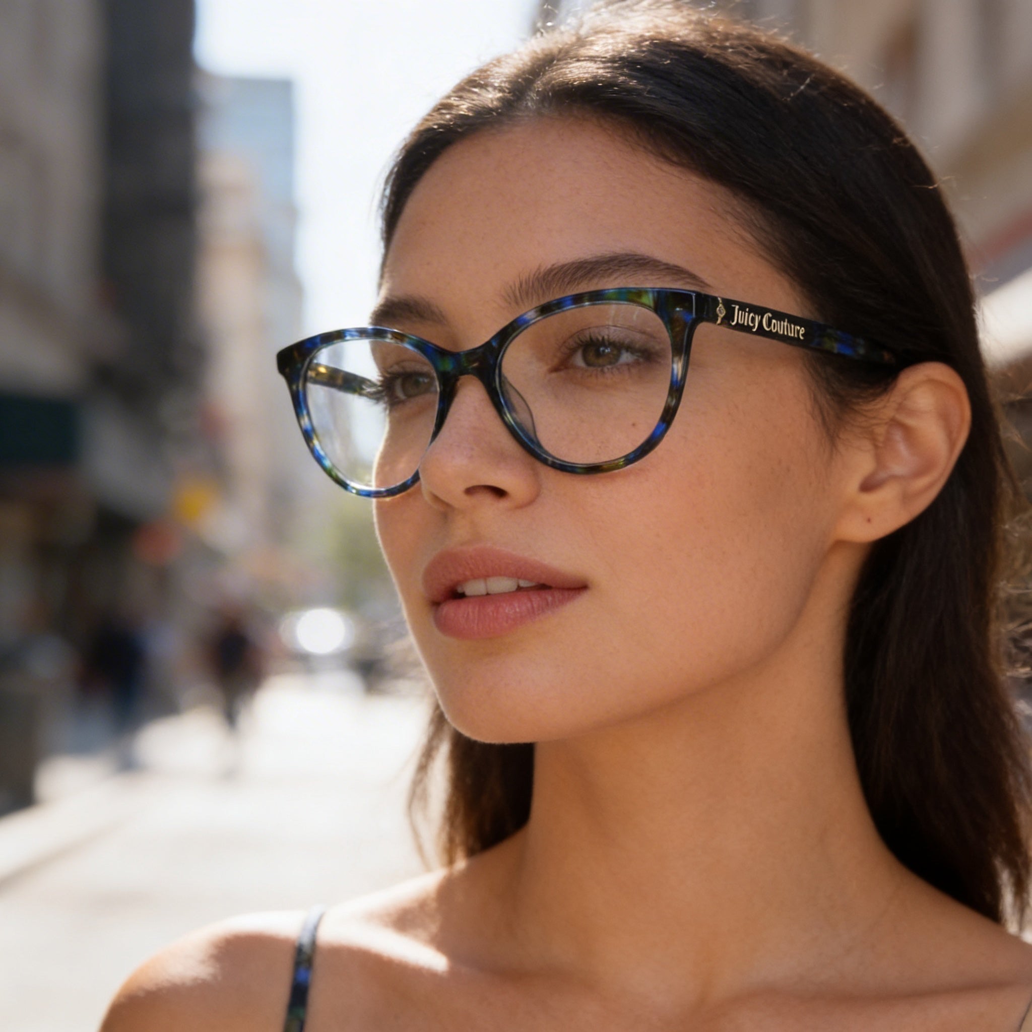 Gafas Juicy Couture de la Colección Moderna para Mujer con Montura de Acetato Habana Azul y 52 mm de Ancho de Lente, Photo 4