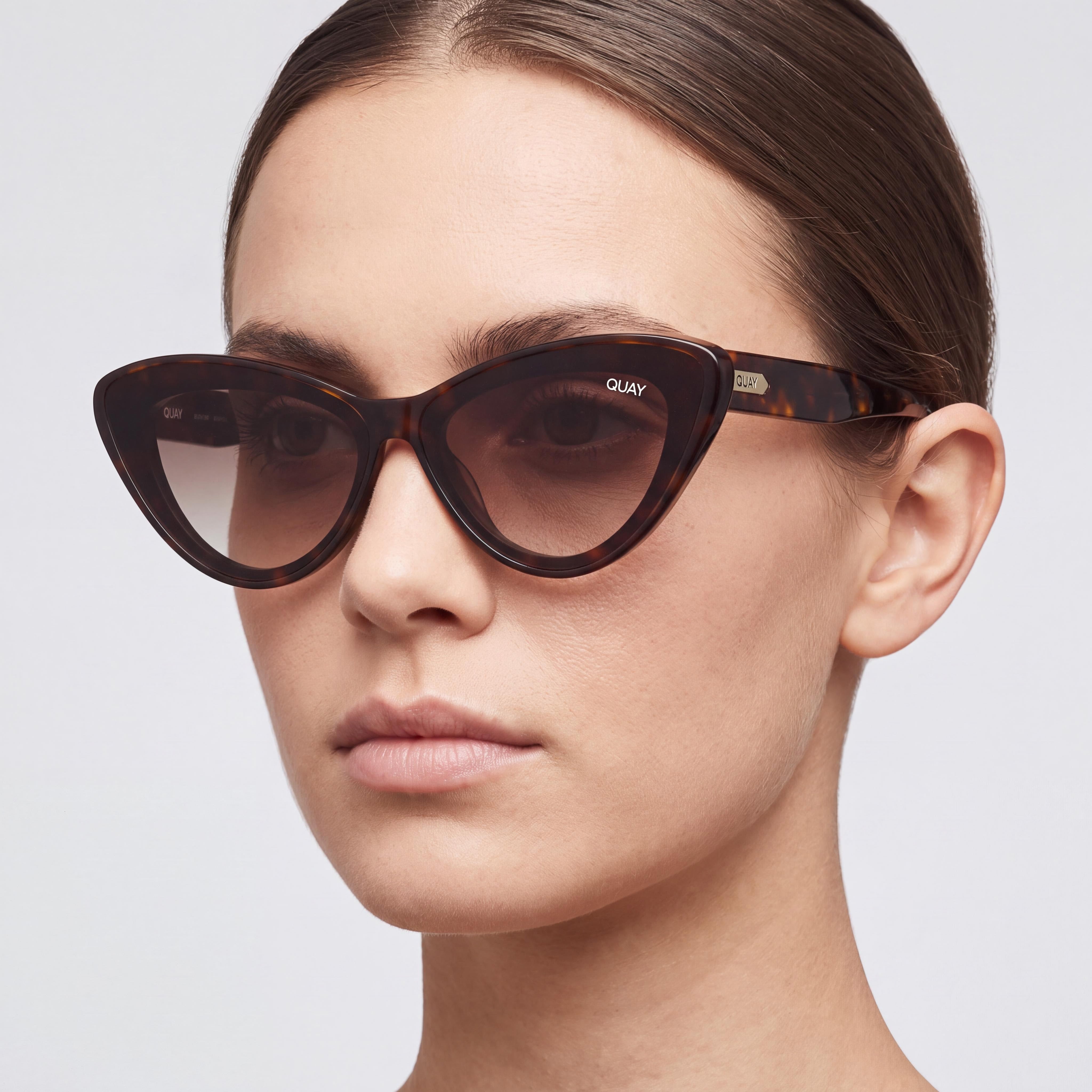 GAFAS DE SOL DE ACETATO OJOS DE GATO TEMPTED para Mujer de QUAY AUSTRALIA, Tortuga Neutro Marrón 67 mm, Protección UV No Polarizadas, Photo 3