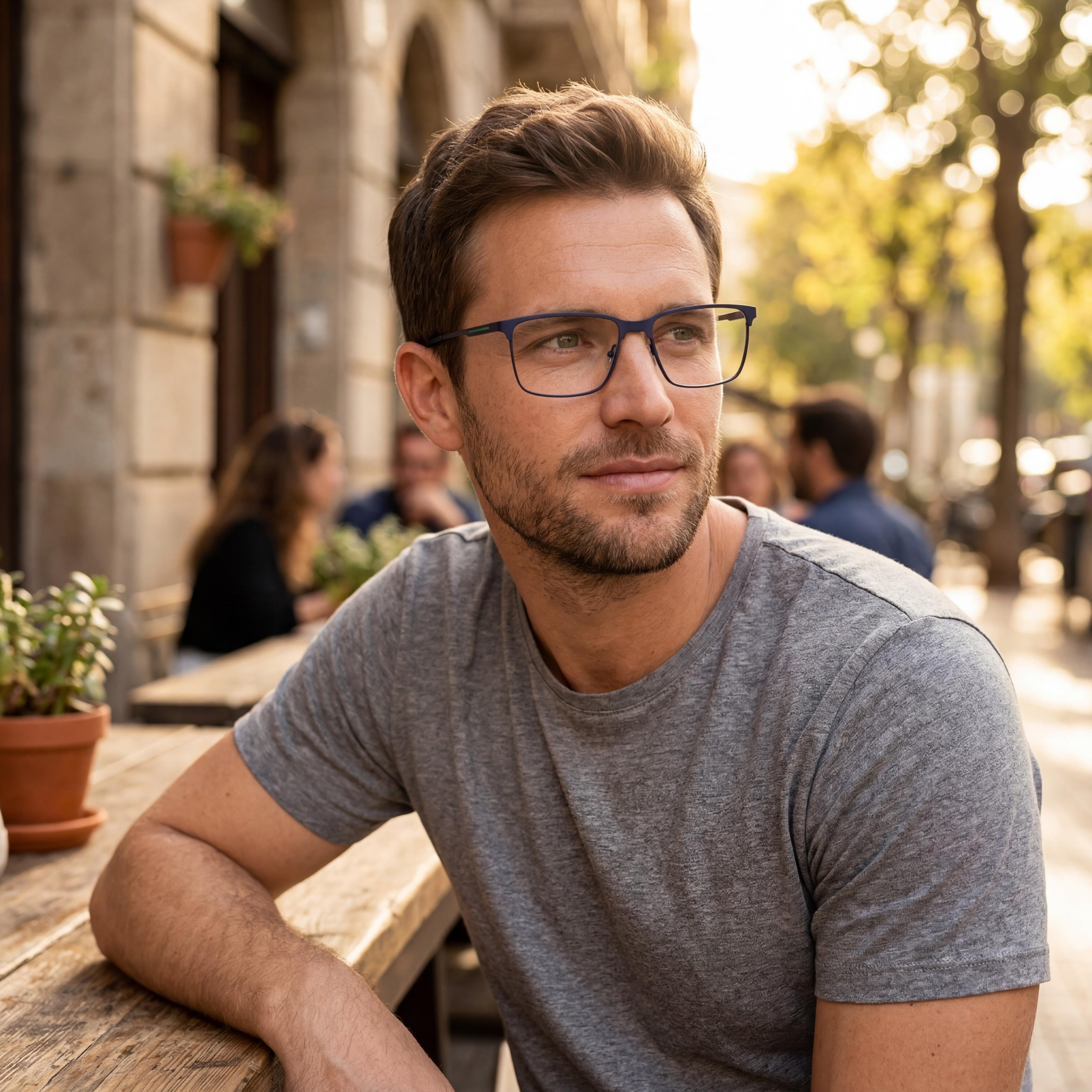Lacoste L2296 Modern Collection Men's Eyeglasses featuring Matte Blue Metal Frame and Polycarbonate Lenses, Size 55mm, Photo 5