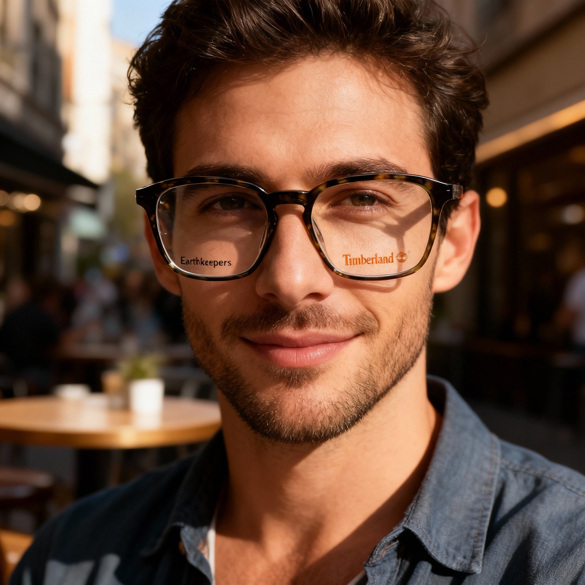 Timberland Men’s Casual Blue Light Blocking Eyeglasses, Dark Green Plastic Frame, Transparent Non-Polarized Lenses, 53mm, Photo 4