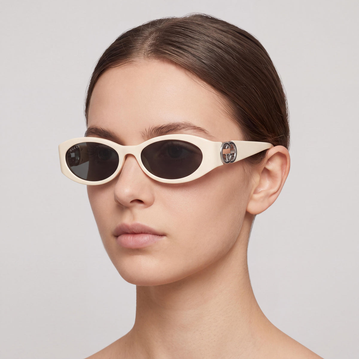 Gucci GG1660S Women's Acetate Casual Non-Polarized Sunglasses Ivory/Gris 54mm, Photo 3