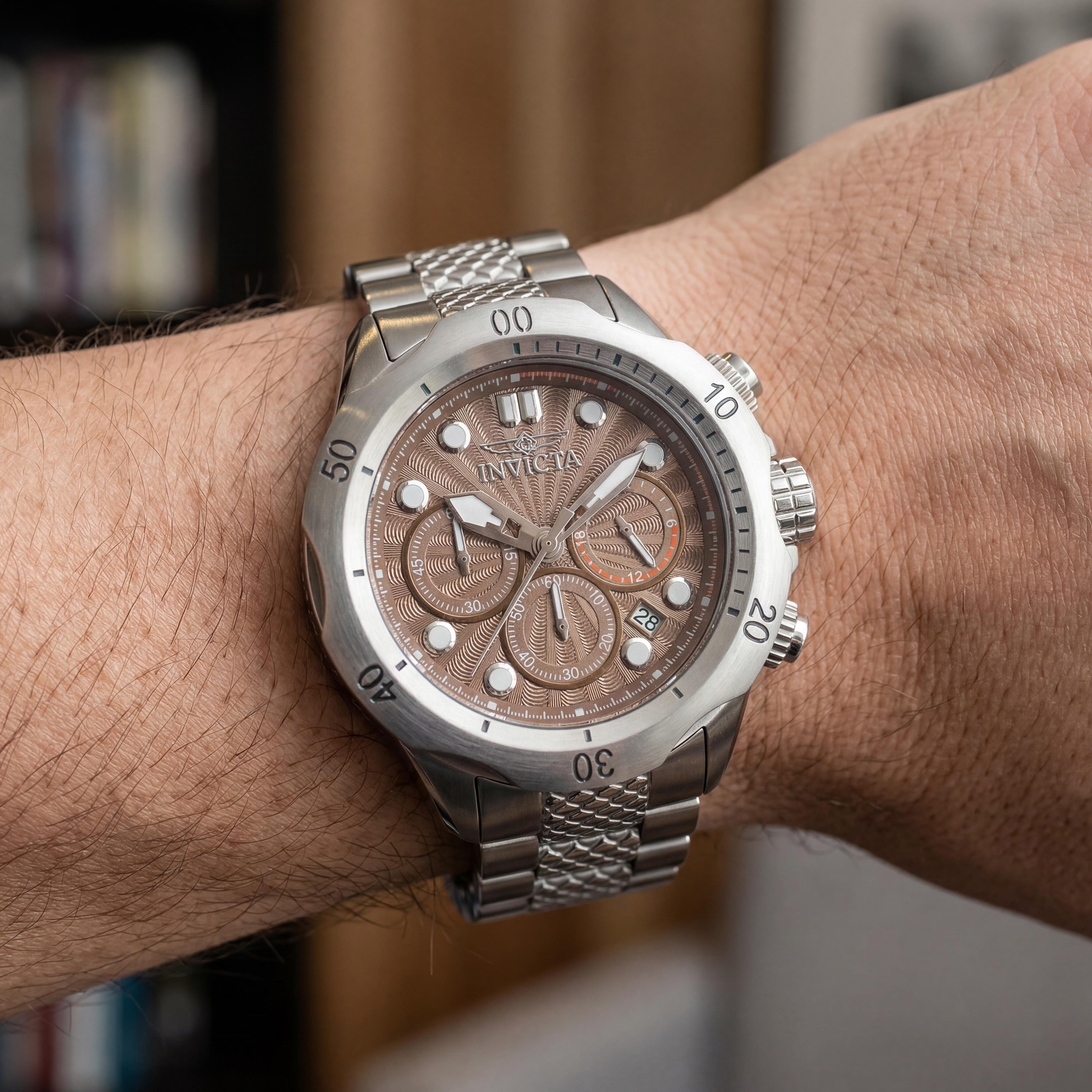 Invicta Racing 47751 Unisex Chronograph Quartz Watch, Stainless Steel, Brown Dial, 45mm, Photo 4